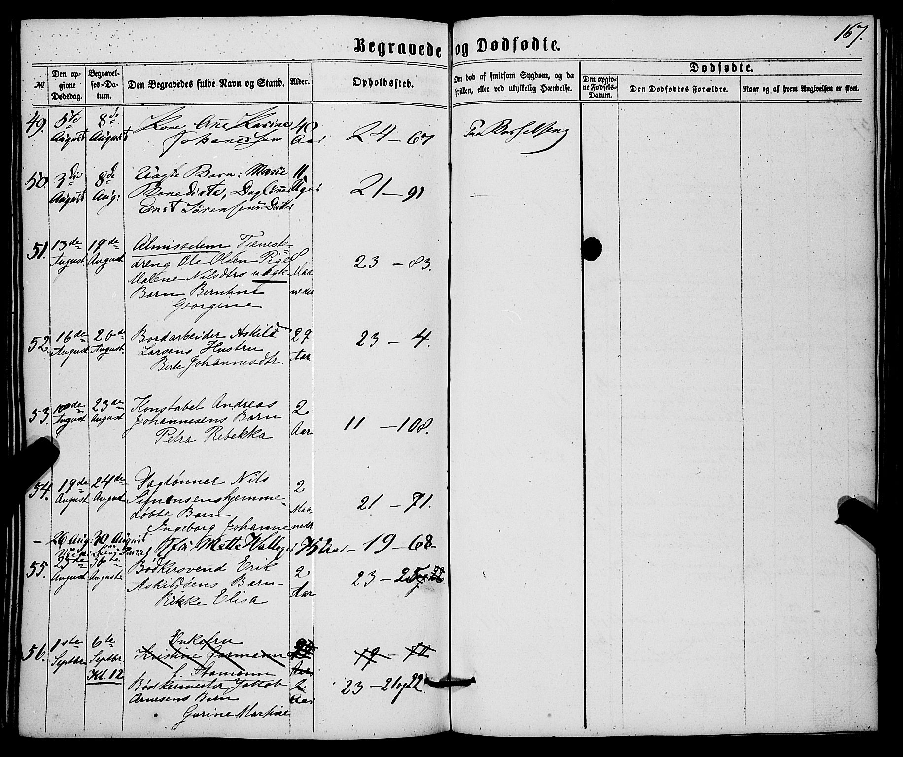 Korskirken sokneprestembete, AV/SAB-A-76101/H/Haa/L0045: Parish register (official) no. E 3, 1863-1875, p. 167