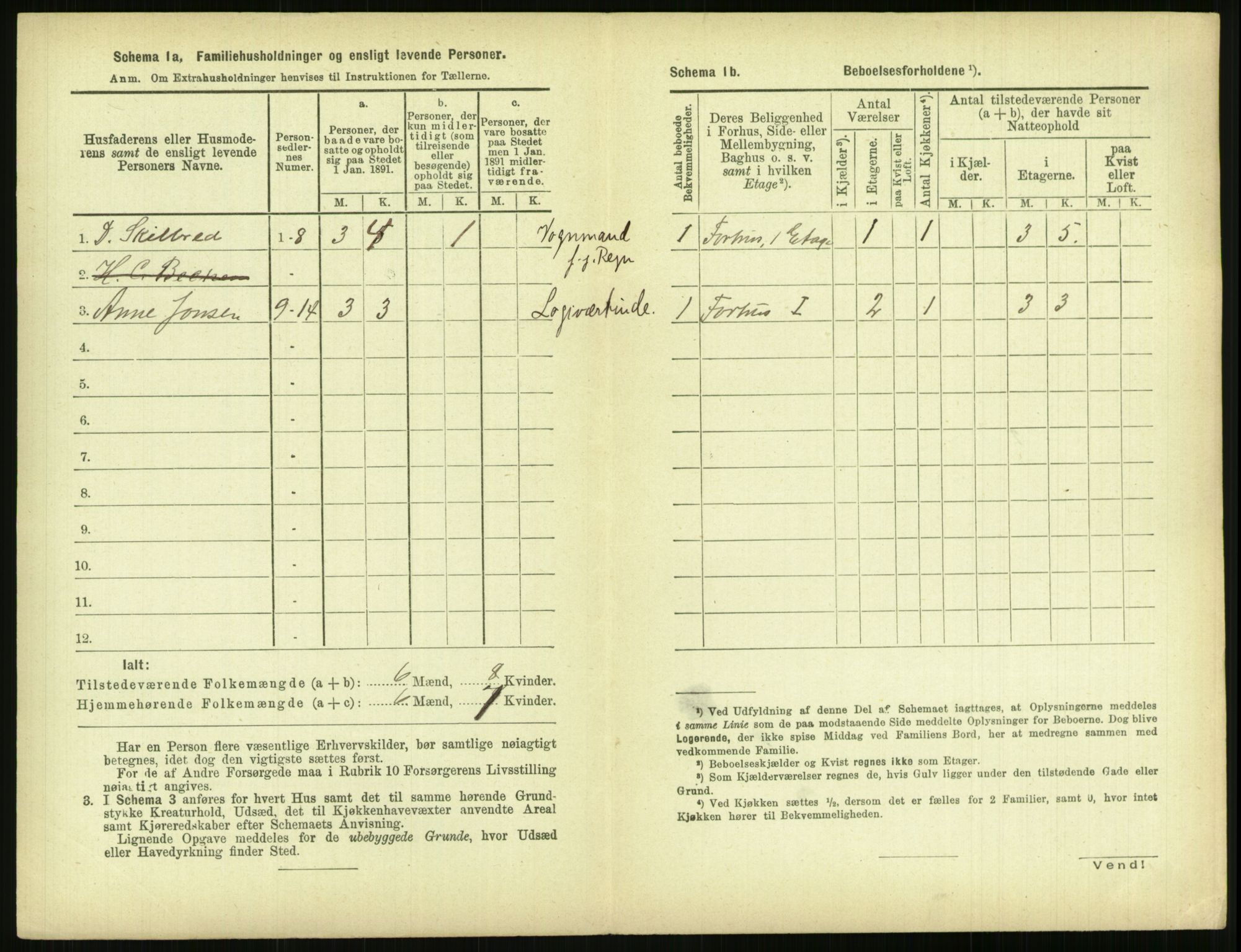 RA, 1891 census for 0806 Skien, 1891, p. 255