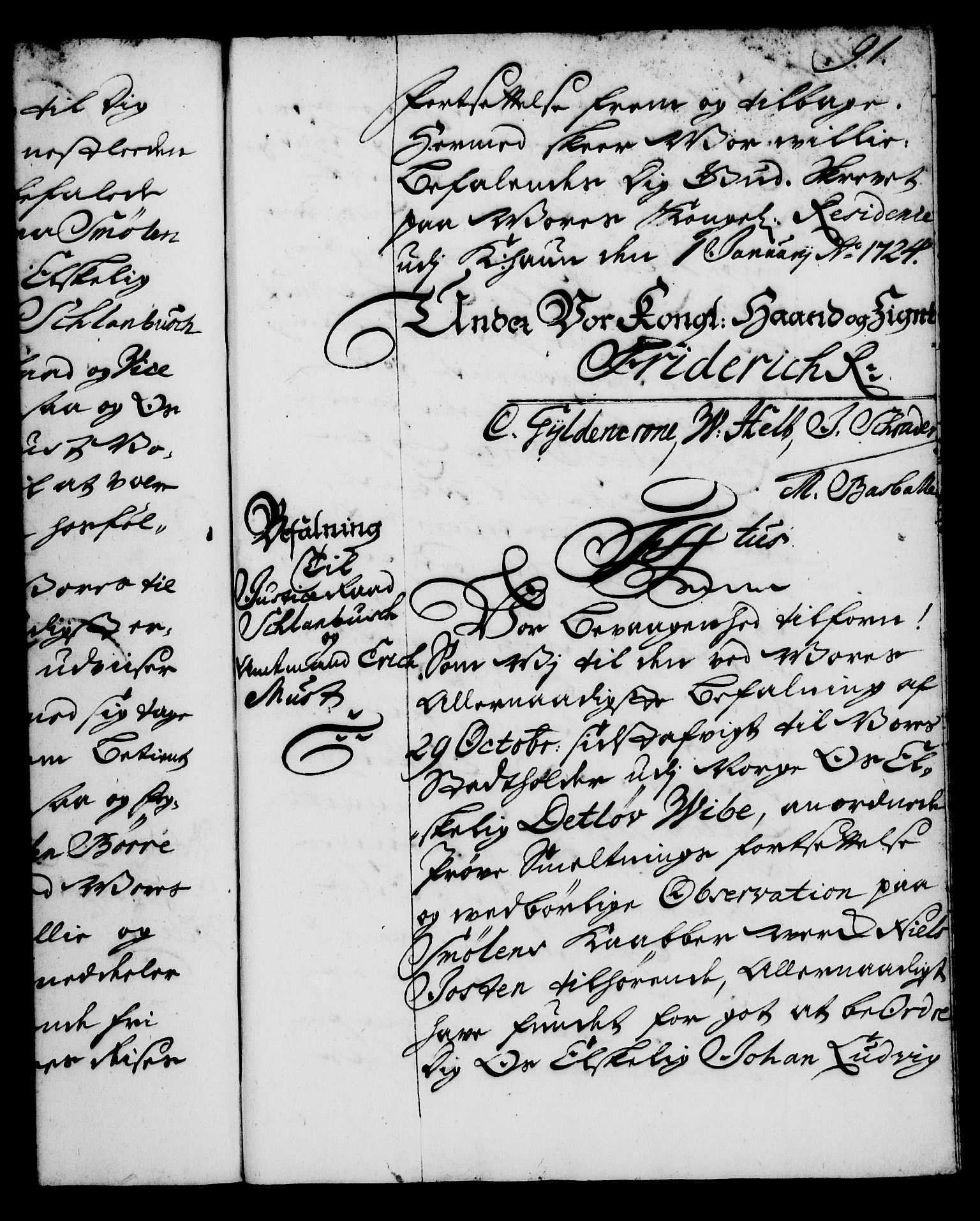 Rentekammeret, Kammerkanselliet, RA/EA-3111/G/Gg/Gga/L0002: Norsk ekspedisjonsprotokoll med register (merket RK 53.2), 1723-1727, p. 91