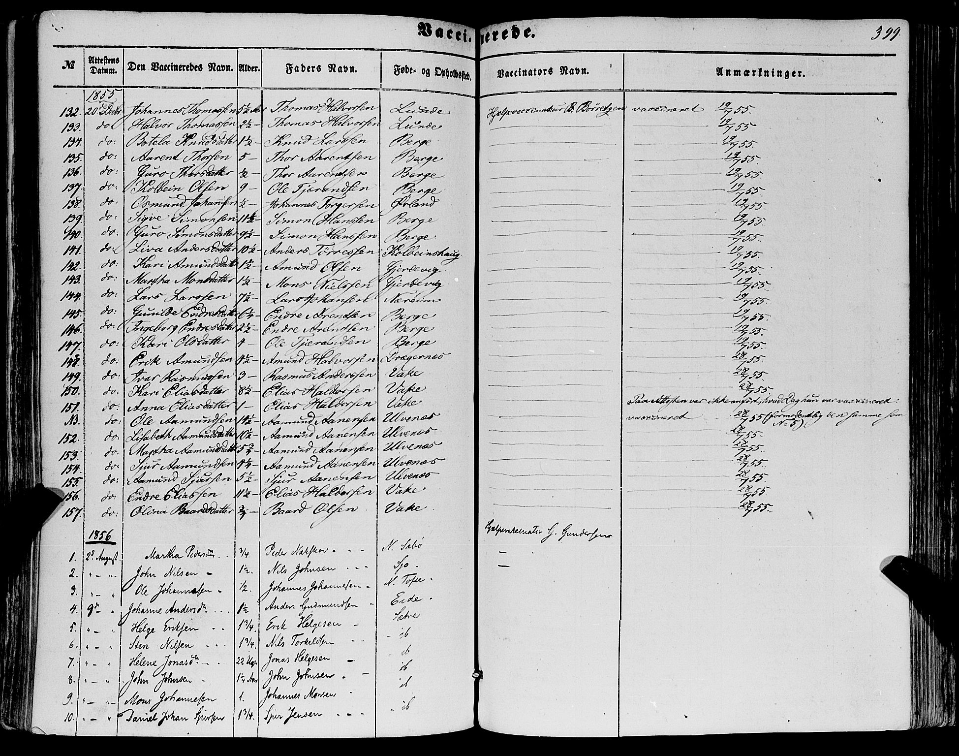 Fjelberg sokneprestembete, SAB/A-75201/H/Haa: Parish register (official) no. A 7, 1851-1867, p. 399