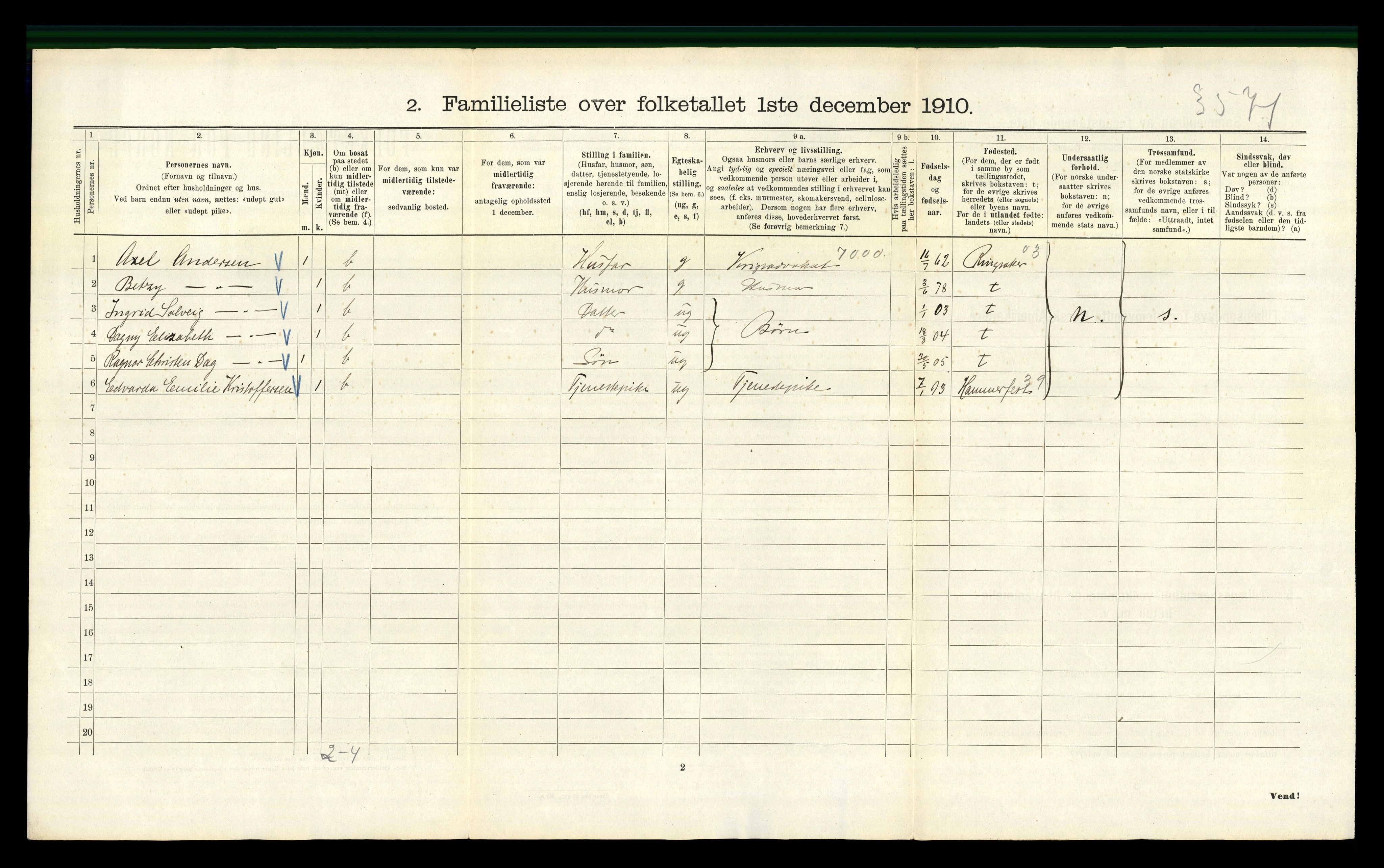 RA, 1910 census for Kristiania, 1910, p. 33914