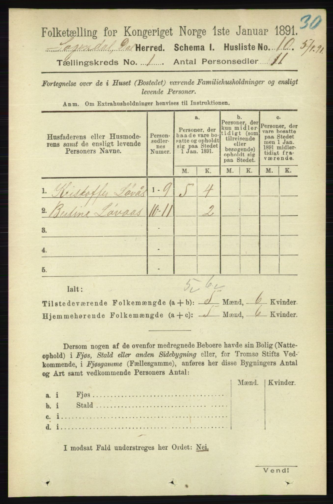 RA, 1891 census for 1111 Sokndal, 1891, p. 34