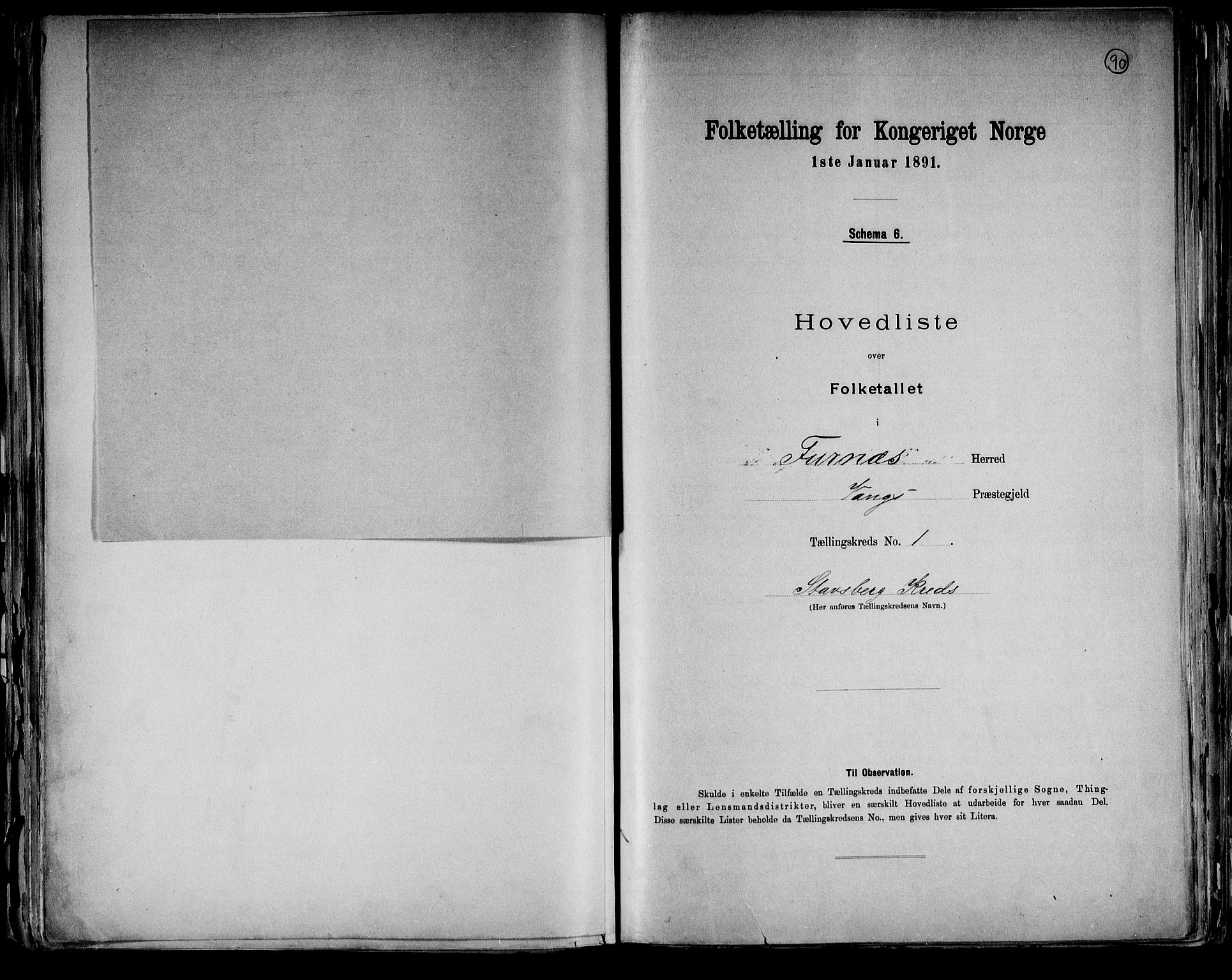 RA, Census 1891 for 0413 Furnes herred, 1891, p. 6