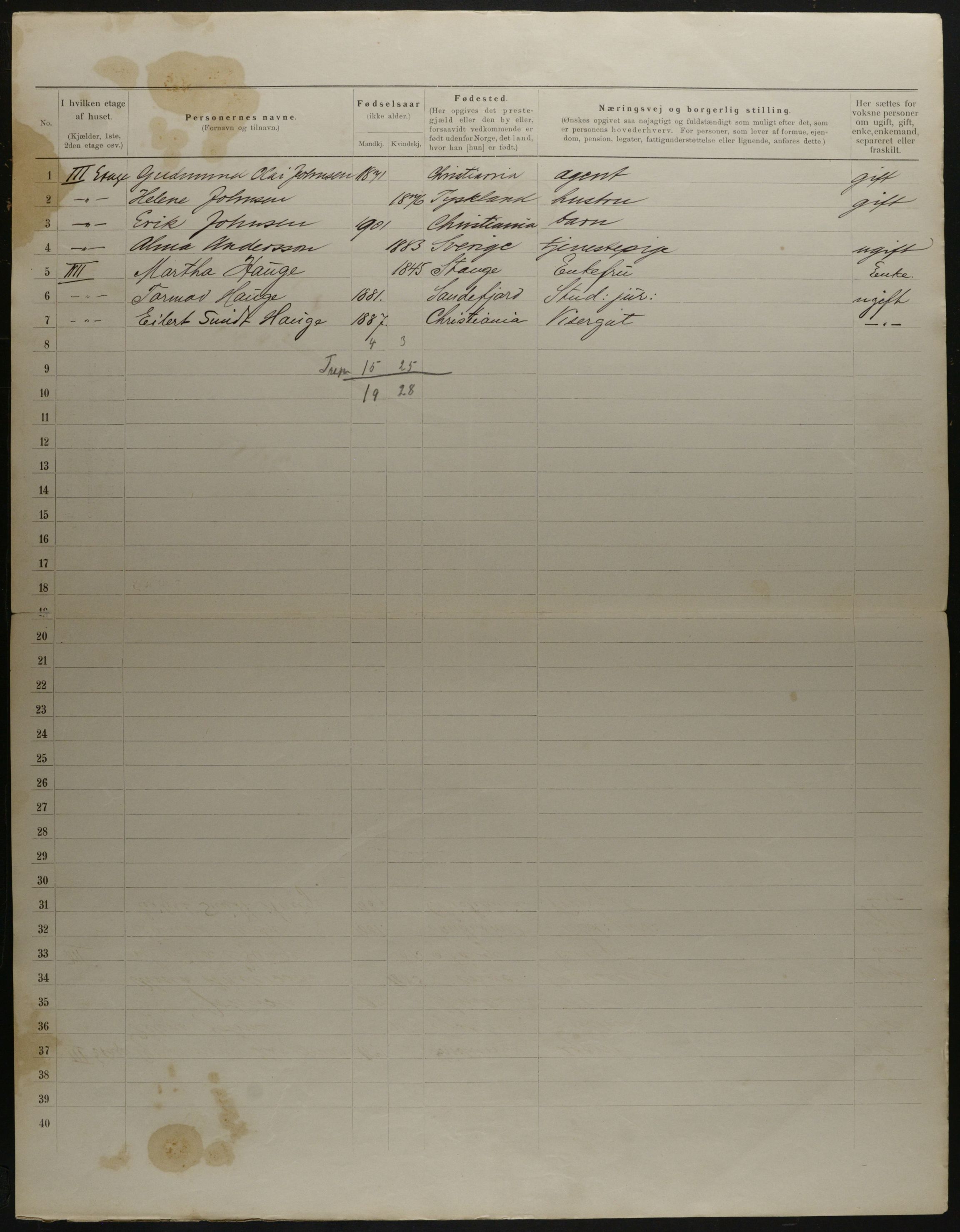 OBA, Municipal Census 1901 for Kristiania, 1901, p. 18978