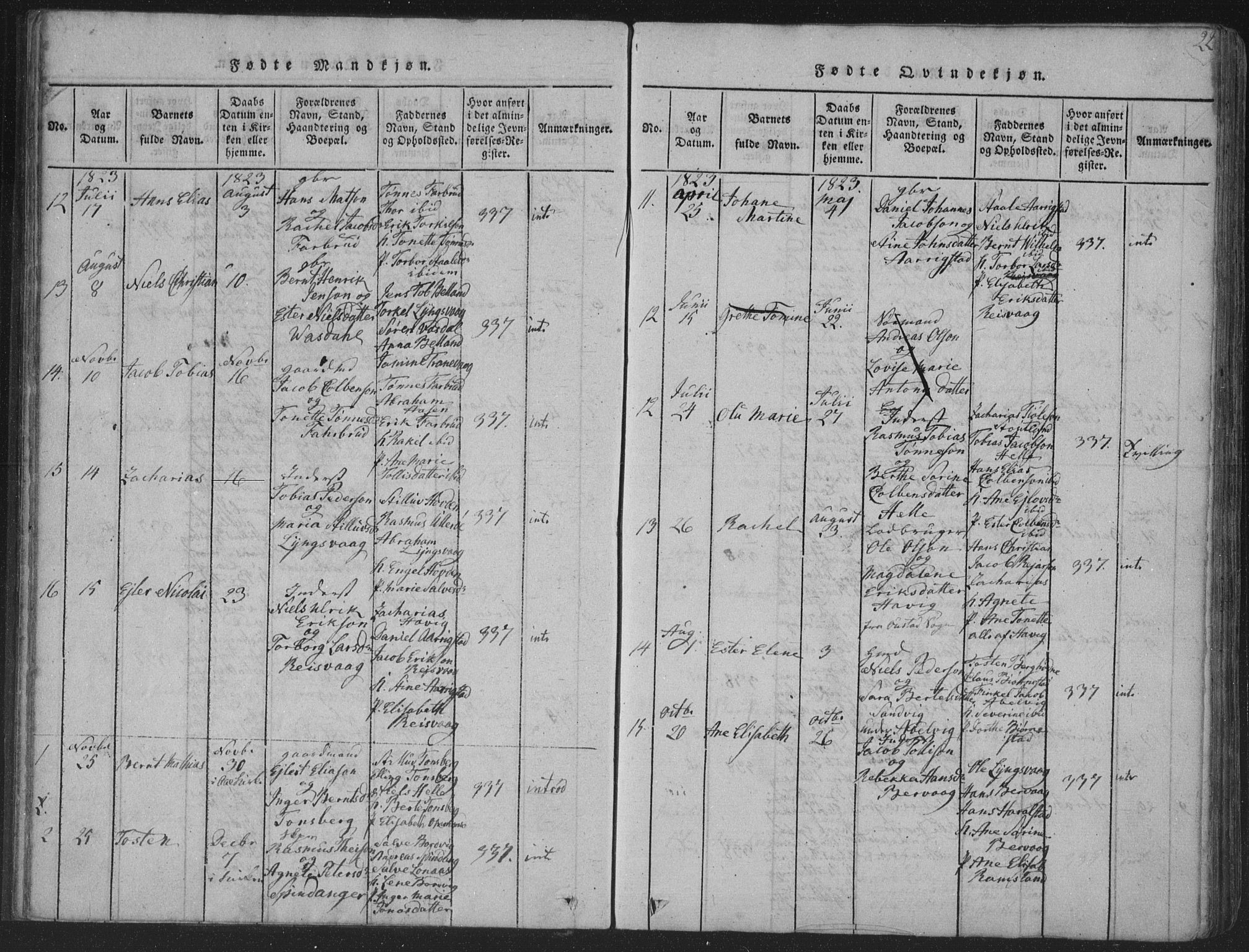 Herad sokneprestkontor, AV/SAK-1111-0018/F/Fa/Fab/L0002: Parish register (official) no. A 2, 1816-1844, p. 22