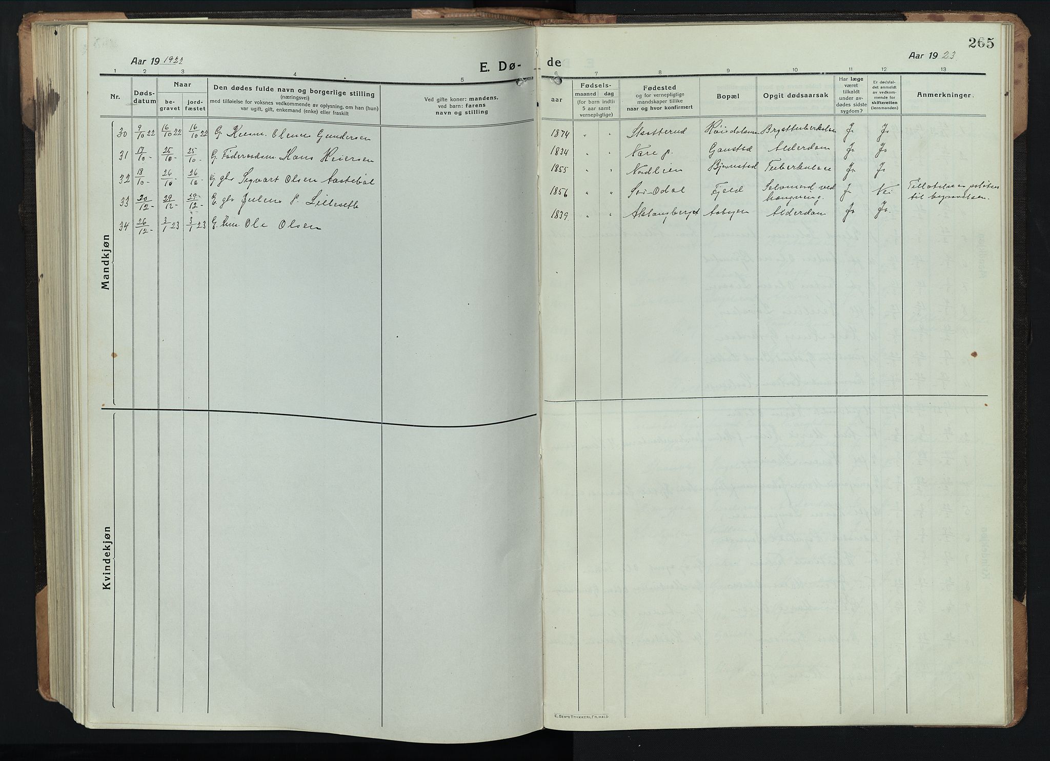 Eidskog prestekontor, SAH/PREST-026/H/Ha/Hab/L0005: Parish register (copy) no. 5, 1916-1946, p. 265