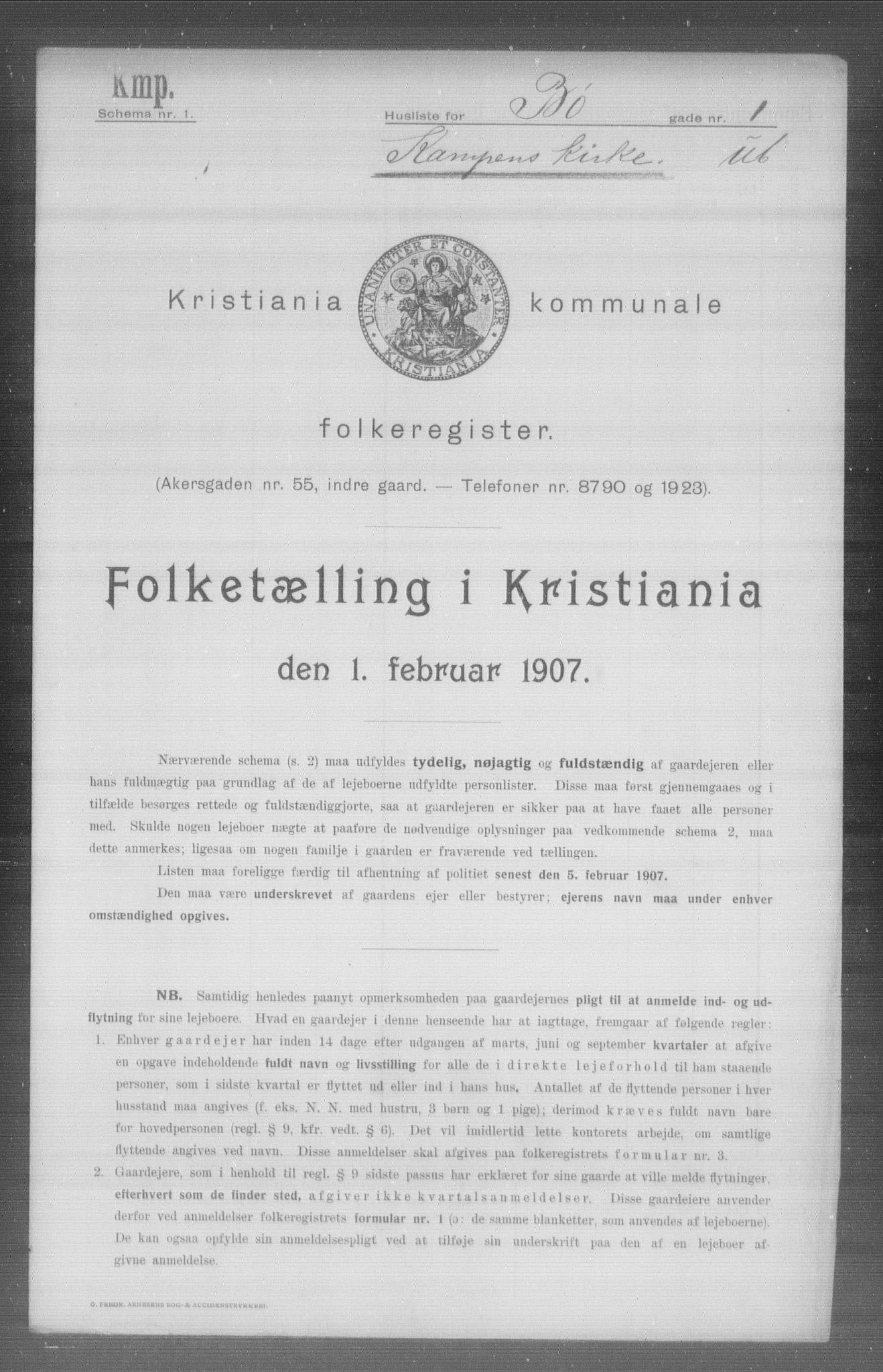 OBA, Municipal Census 1907 for Kristiania, 1907, p. 5705