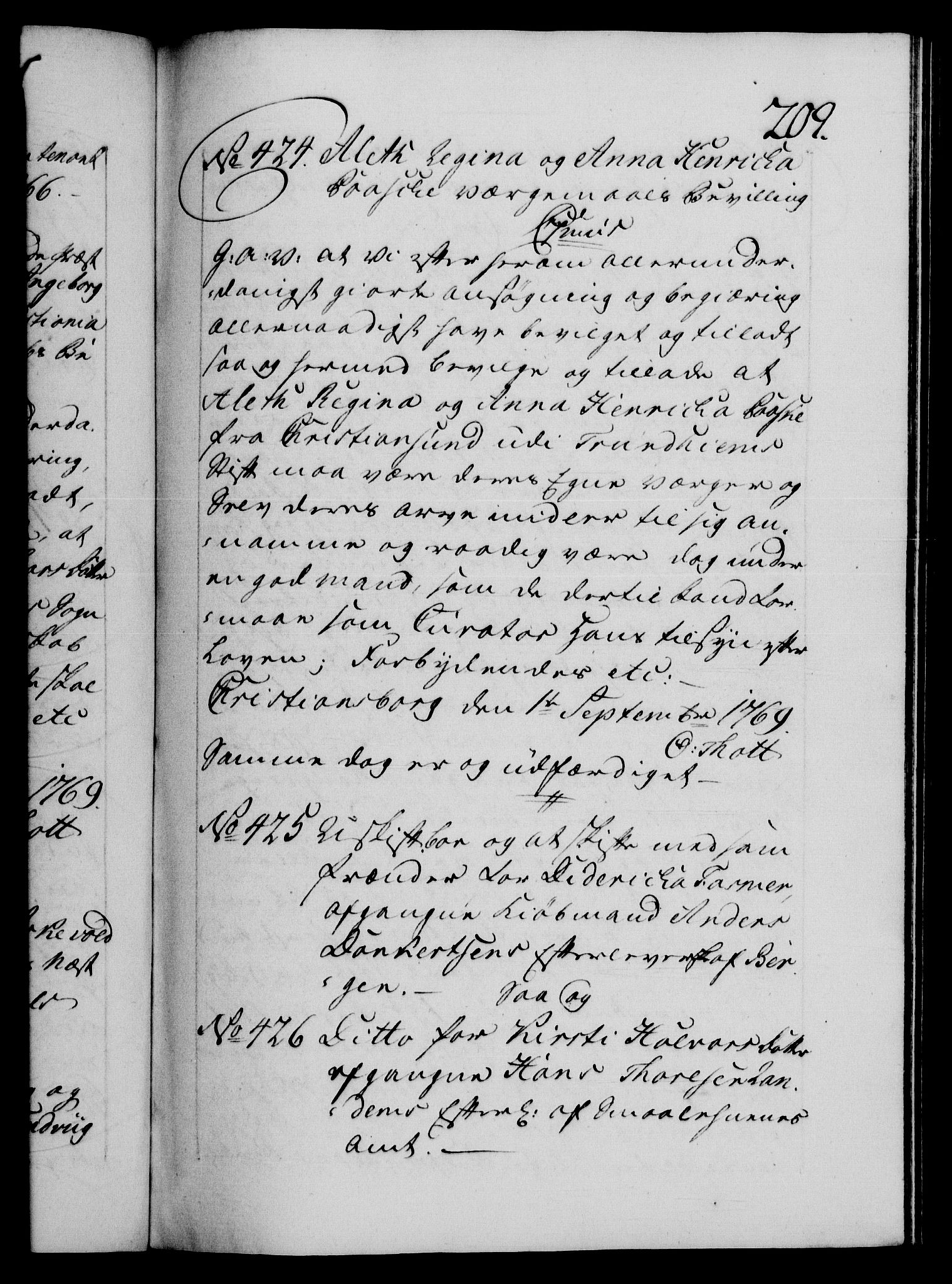 Danske Kanselli 1572-1799, RA/EA-3023/F/Fc/Fca/Fcaa/L0044: Norske registre, 1769-1771, p. 209a