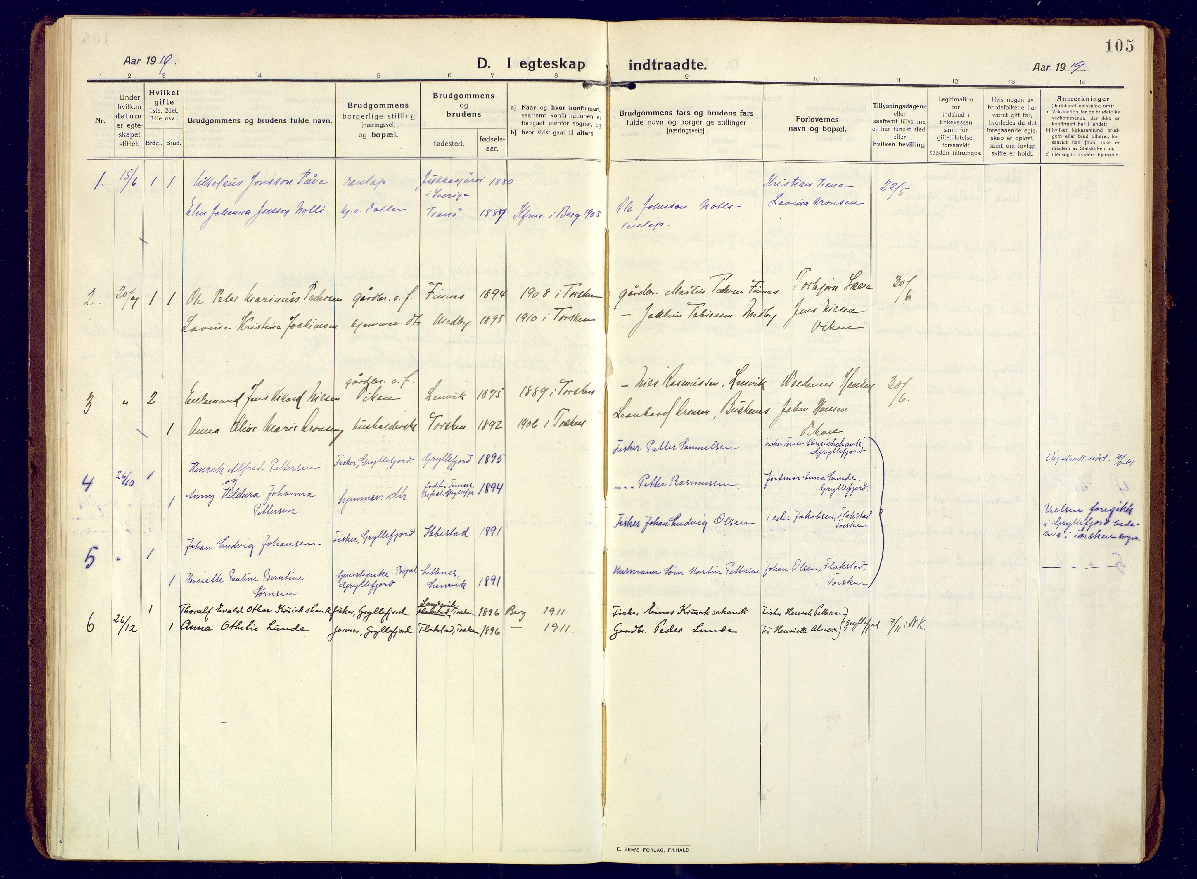 Berg sokneprestkontor, SATØ/S-1318/G/Ga/Gaa: Parish register (official) no. 10, 1916-1928, p. 105