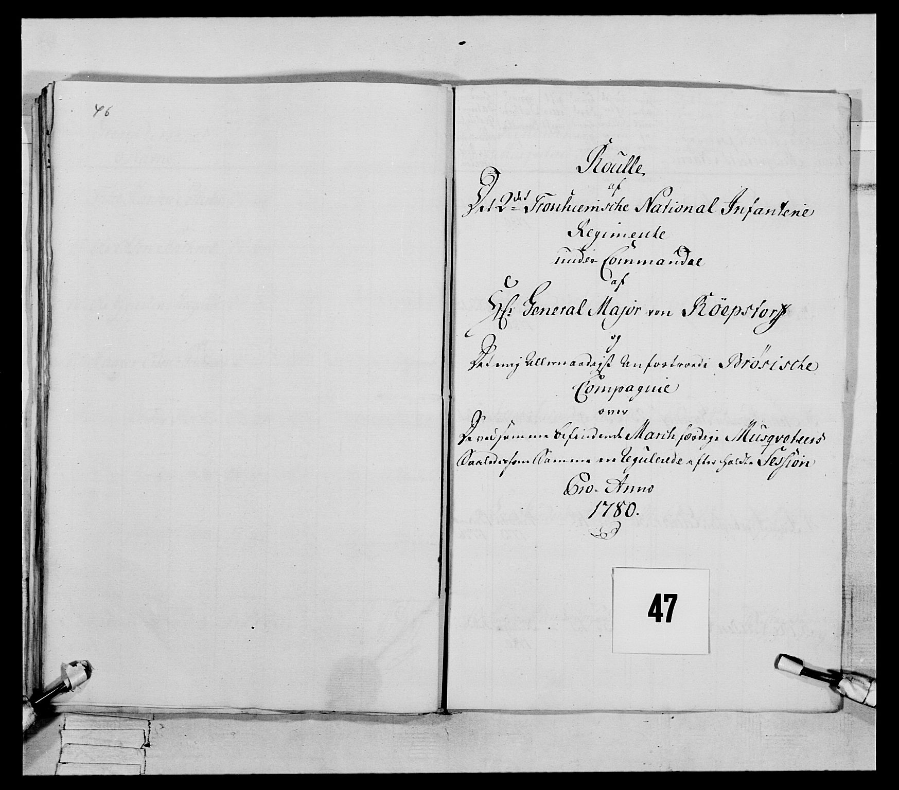 Generalitets- og kommissariatskollegiet, Det kongelige norske kommissariatskollegium, RA/EA-5420/E/Eh/L0078: 2. Trondheimske nasjonale infanteriregiment, 1779-1780, p. 271