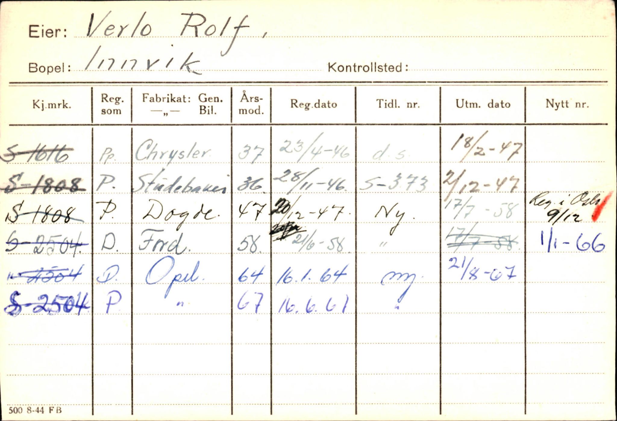 Statens vegvesen, Sogn og Fjordane vegkontor, SAB/A-5301/4/F/L0131: Eigarregister Høyanger P-Å. Stryn S-Å, 1945-1975, p. 2313