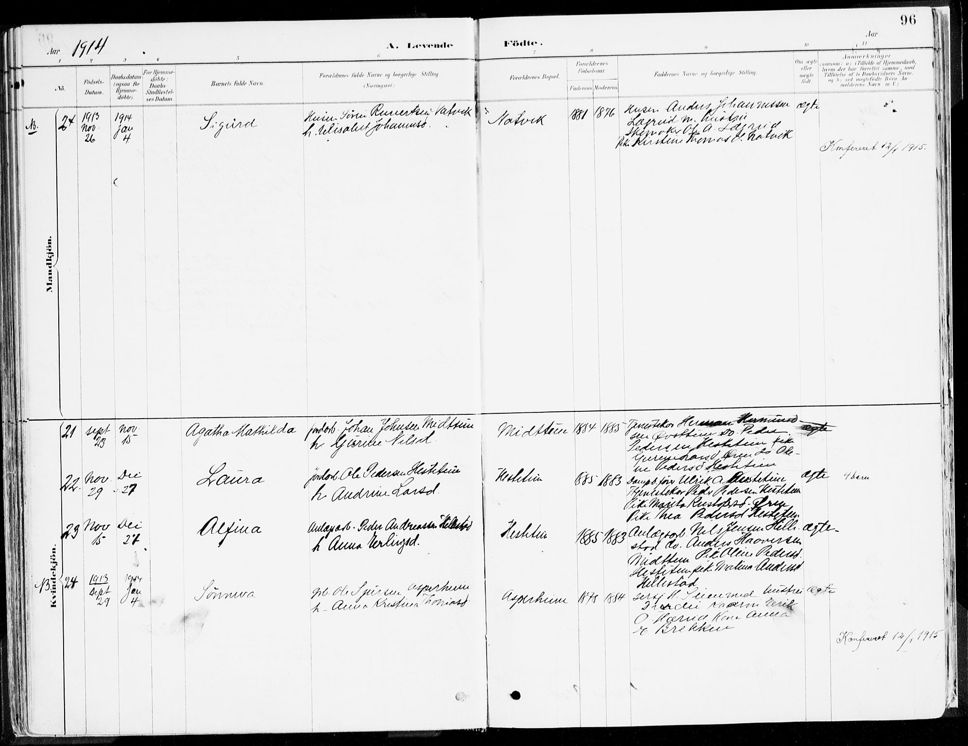 Årdal sokneprestembete, SAB/A-81701: Parish register (official) no. A 5, 1887-1917, p. 96
