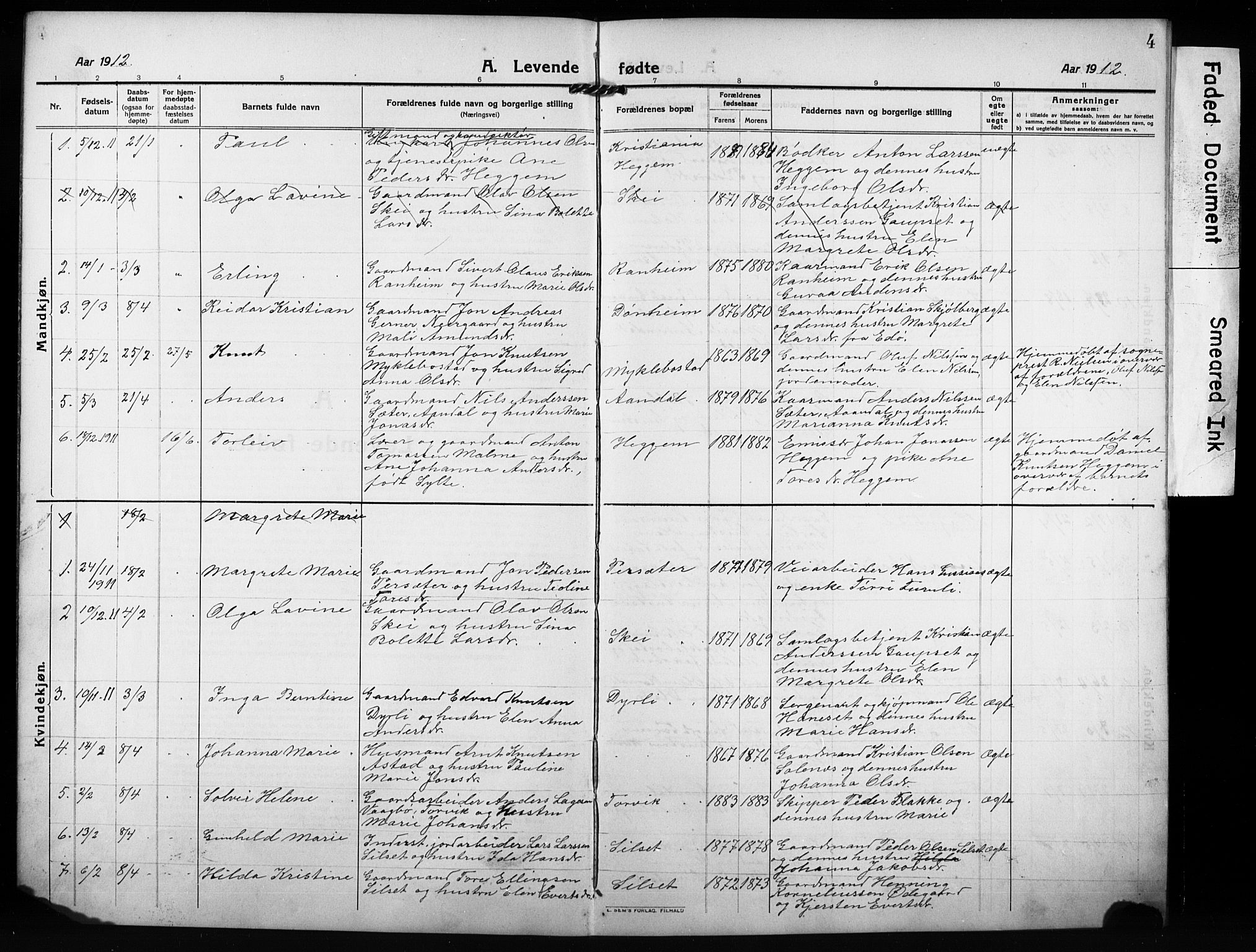 Ministerialprotokoller, klokkerbøker og fødselsregistre - Møre og Romsdal, AV/SAT-A-1454/584/L0970: Parish register (copy) no. 584C03, 1912-1932, p. 4