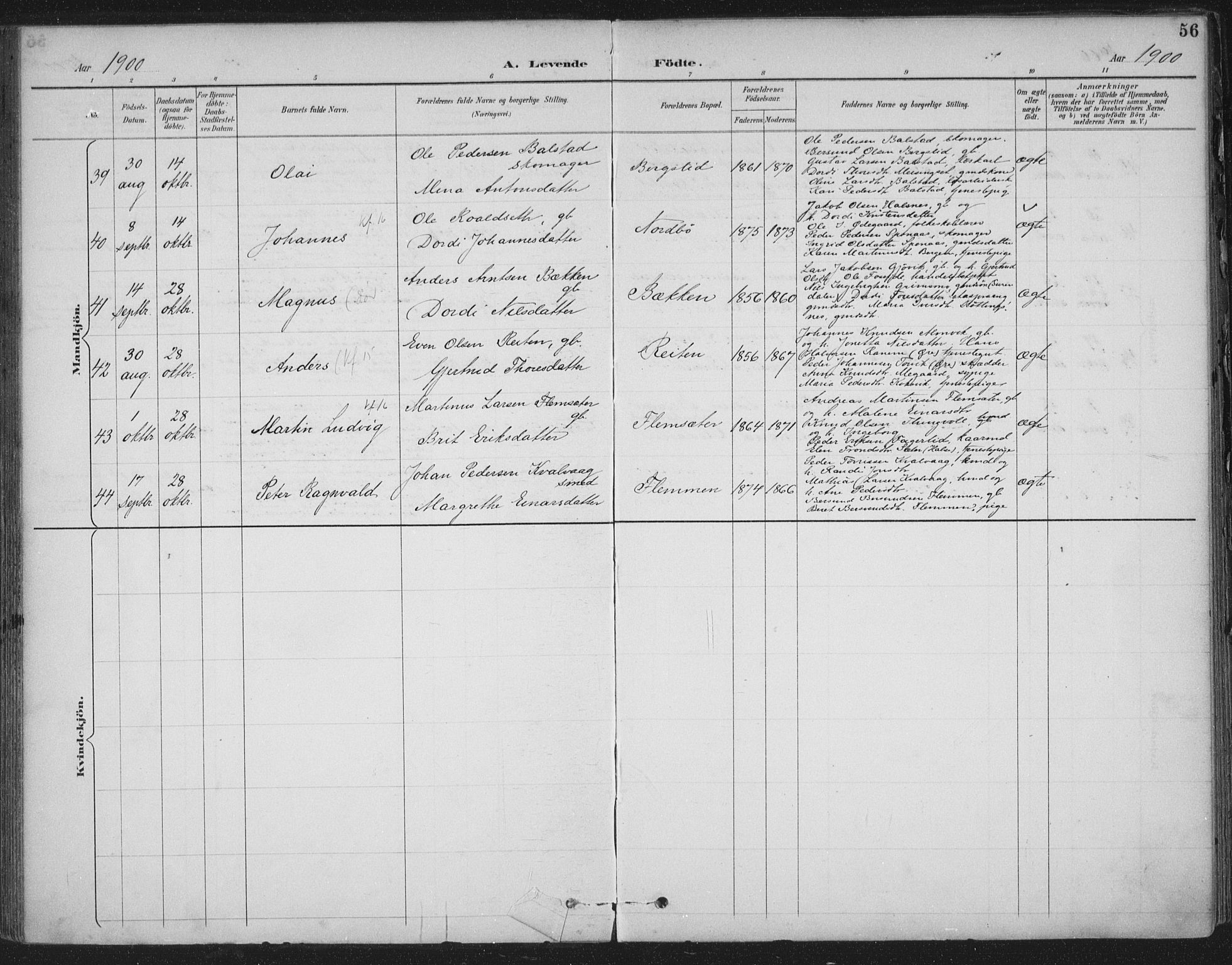 Ministerialprotokoller, klokkerbøker og fødselsregistre - Møre og Romsdal, AV/SAT-A-1454/586/L0988: Parish register (official) no. 586A14, 1893-1905, p. 56