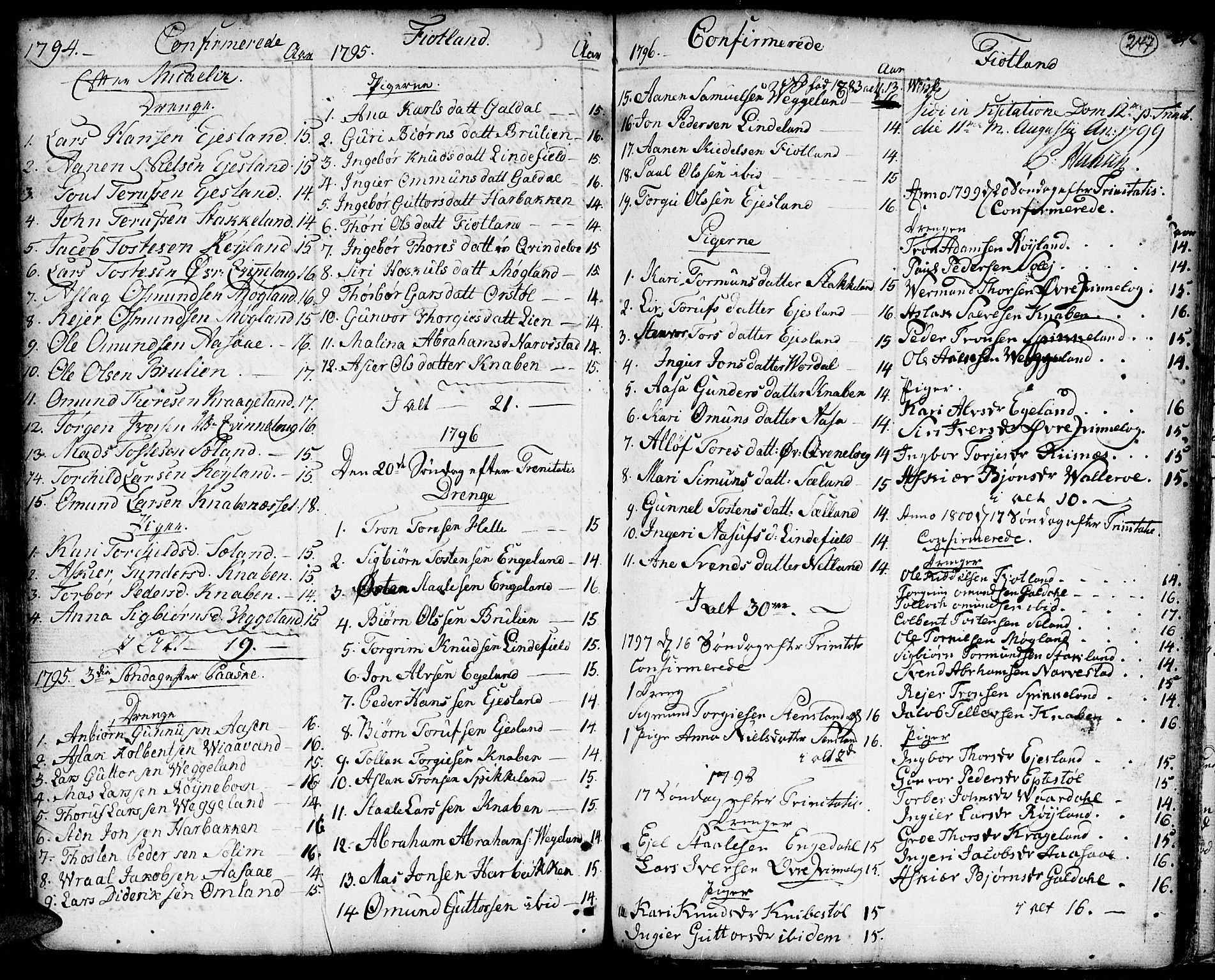 Hægebostad sokneprestkontor, SAK/1111-0024/F/Fa/Faa/L0001: Parish register (official) no. A 1 /3, 1760-1826, p. 247