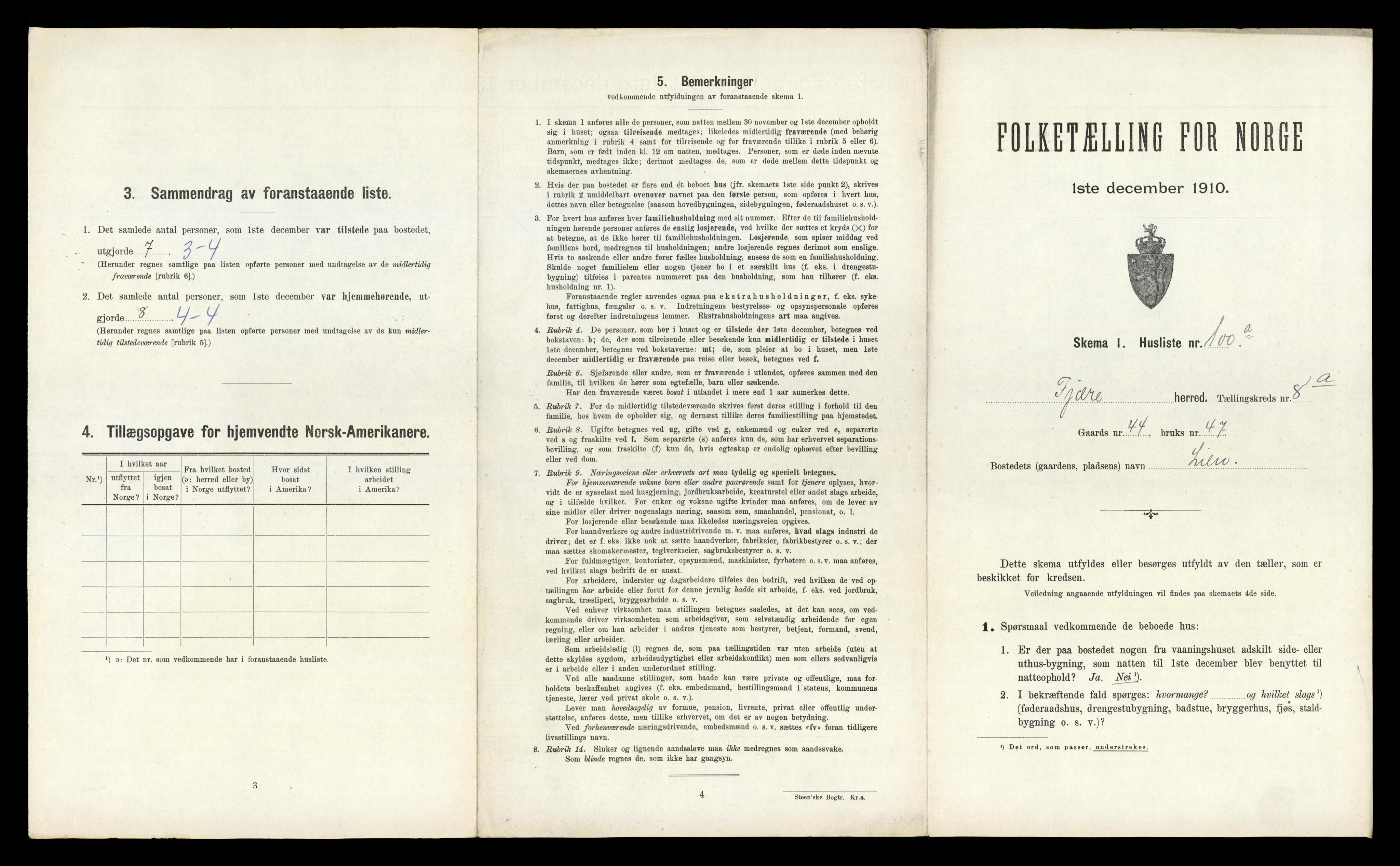 RA, 1910 census for Fjære, 1910, p. 1807