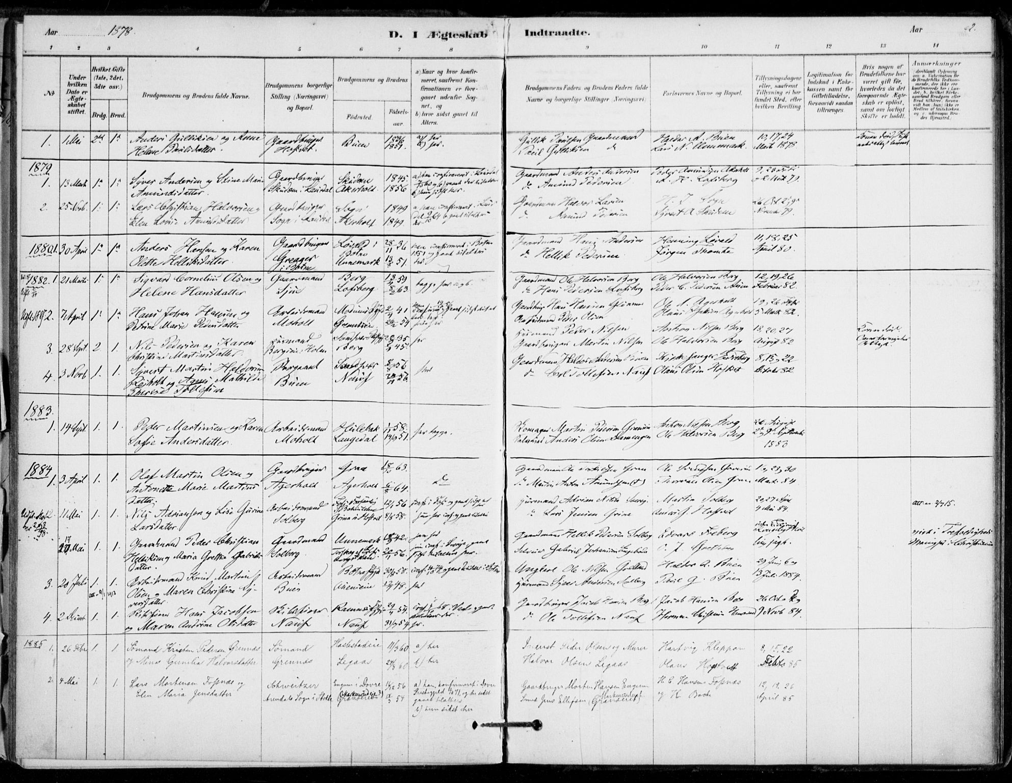 Hof kirkebøker, AV/SAKO-A-64/F/Fb/L0001: Parish register (official) no. II 1, 1878-1907, p. 62