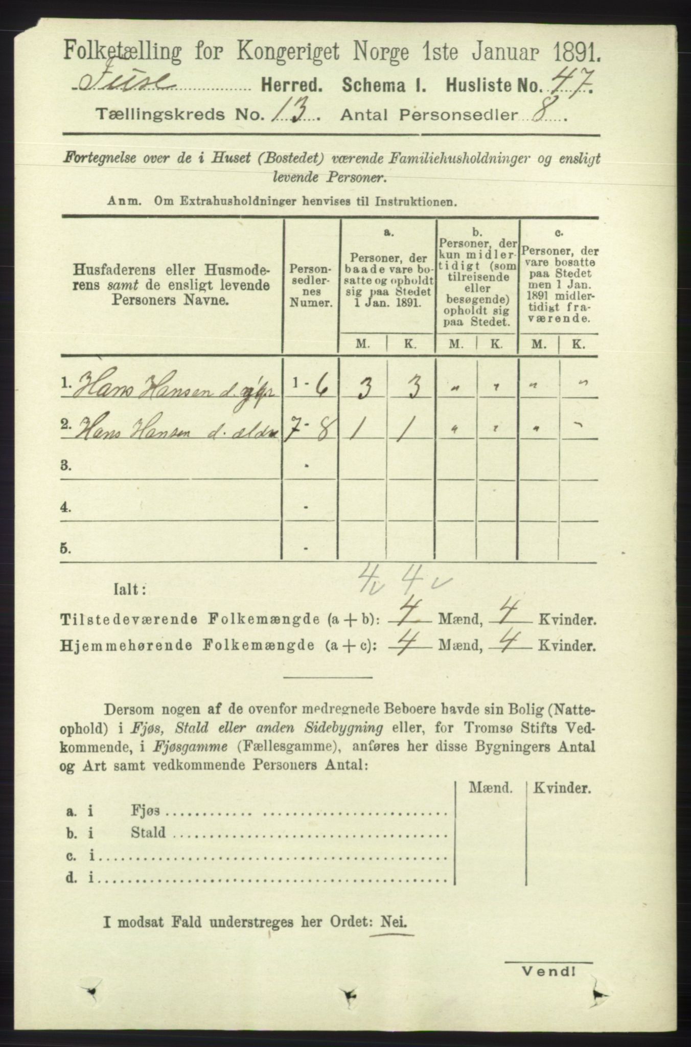 RA, 1891 census for 1241 Fusa, 1891, p. 2838