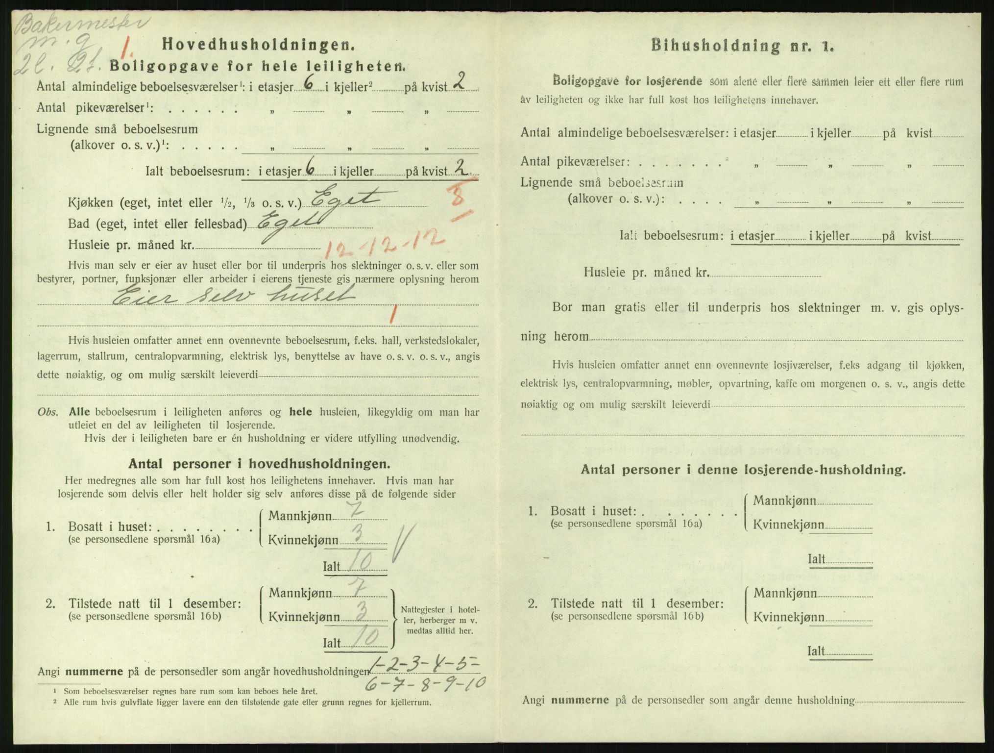 SAH, 1920 census for Lillehammer, 1920, p. 2291