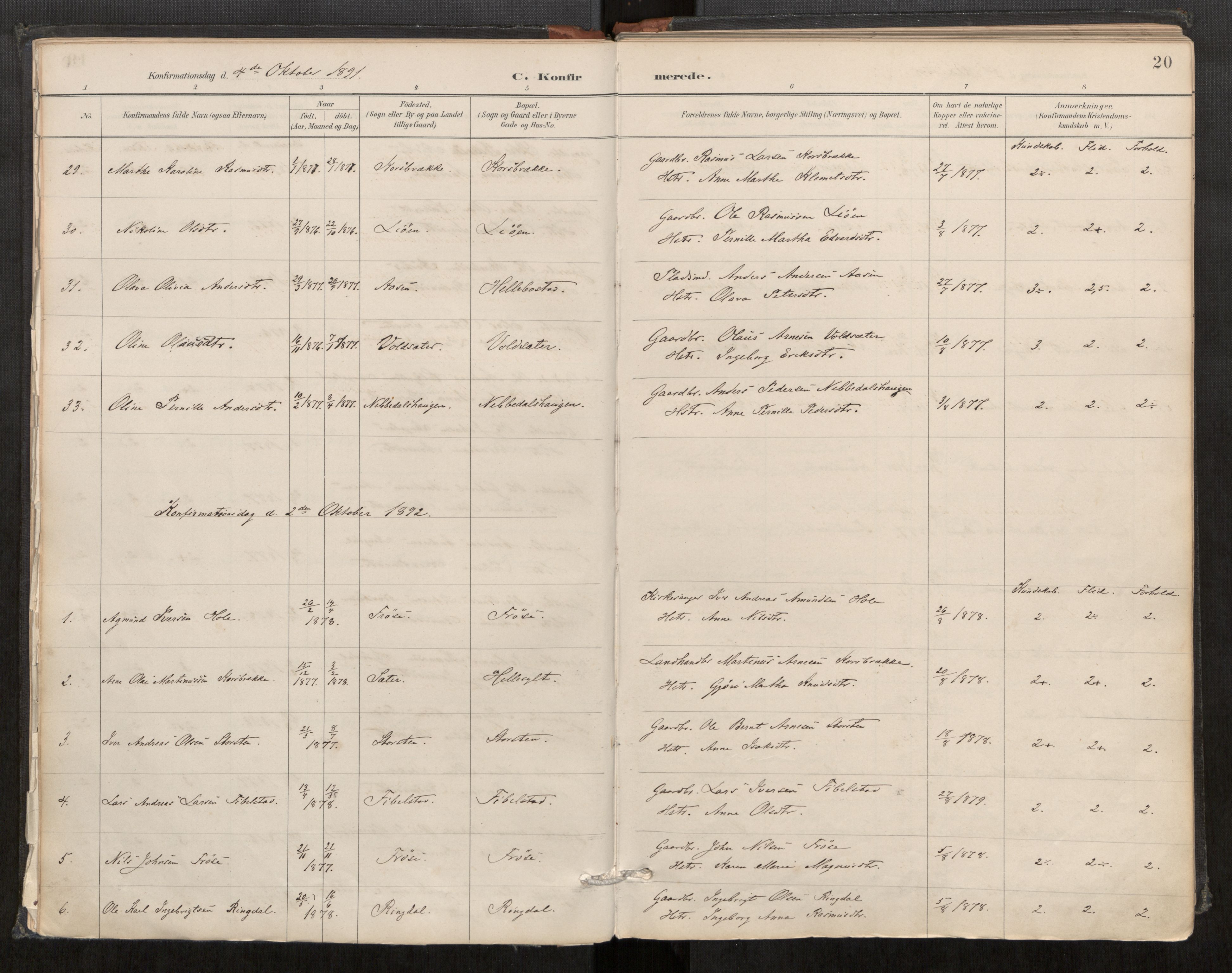 Sunnylven sokneprestkontor, AV/SAT-A-1007: Parish register (official) no. 517A09, 1887-1910, p. 20