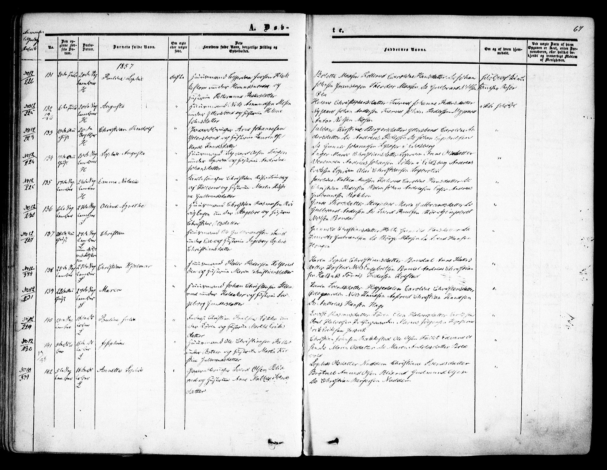 Høland prestekontor Kirkebøker, SAO/A-10346a/F/Fa/L0010: Parish register (official) no. I 10, 1854-1861, p. 67