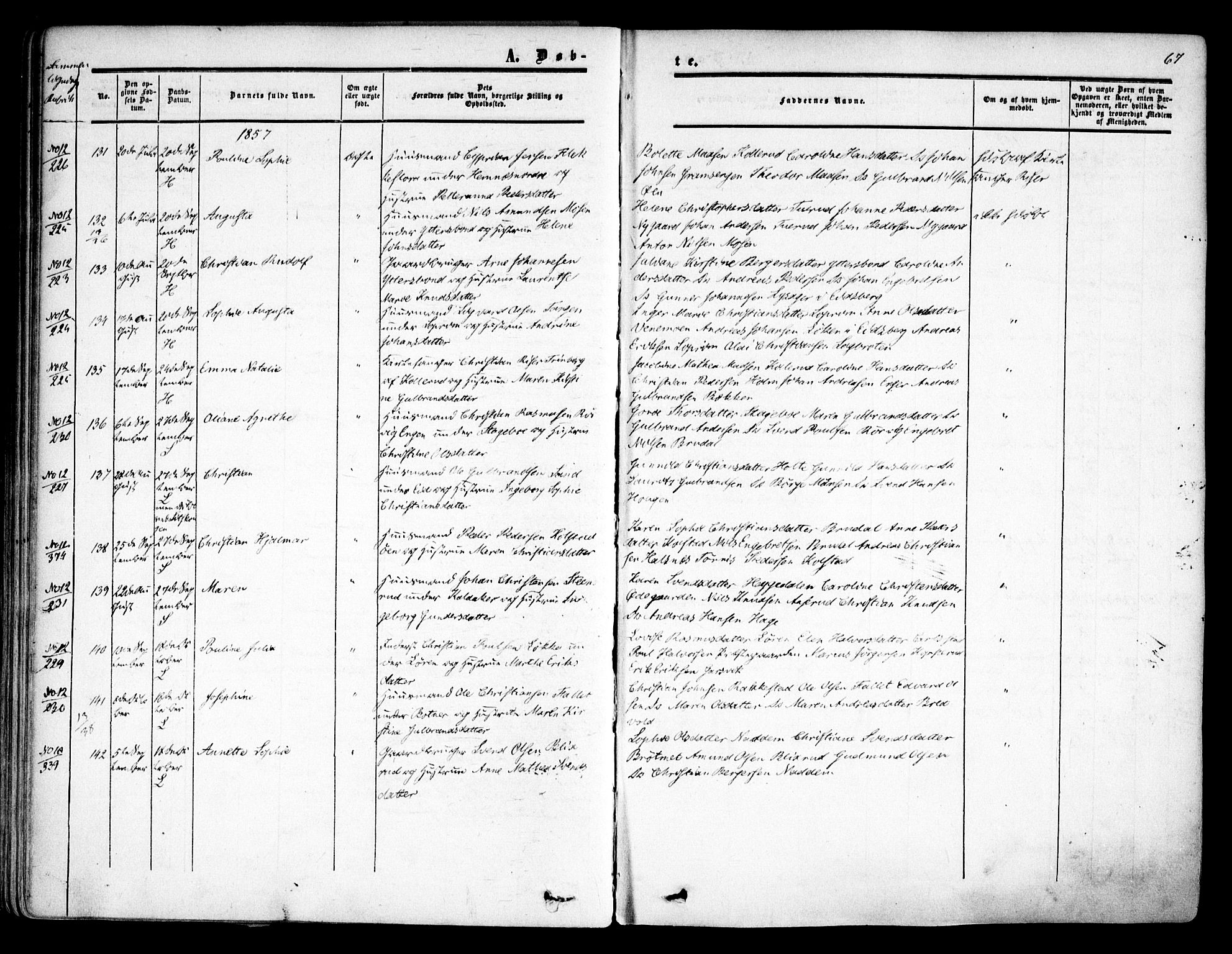 Høland prestekontor Kirkebøker, AV/SAO-A-10346a/F/Fa/L0010: Parish register (official) no. I 10, 1854-1861, p. 67