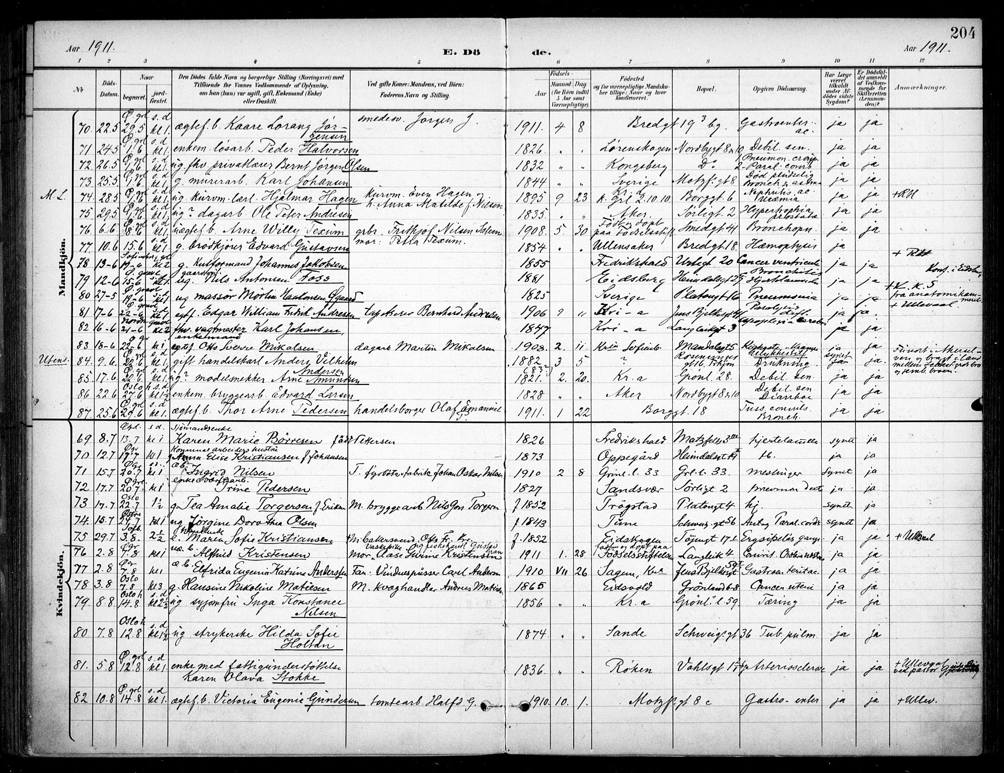Grønland prestekontor Kirkebøker, SAO/A-10848/F/Fa/L0016: Parish register (official) no. 16, 1898-1918, p. 204