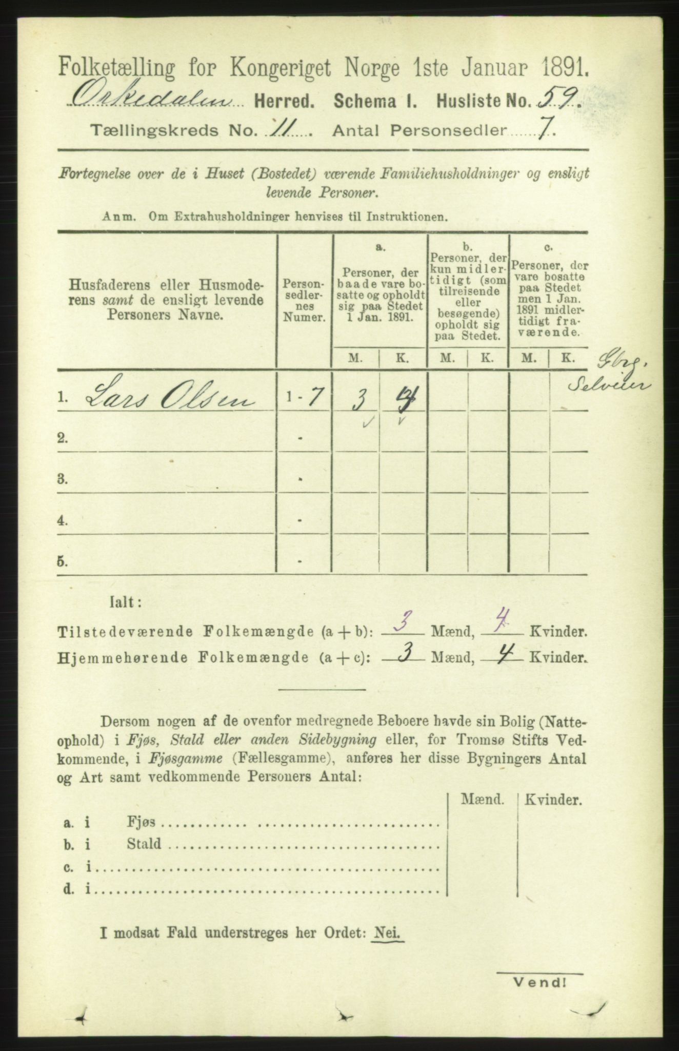 RA, 1891 census for 1638 Orkdal, 1891, p. 5138