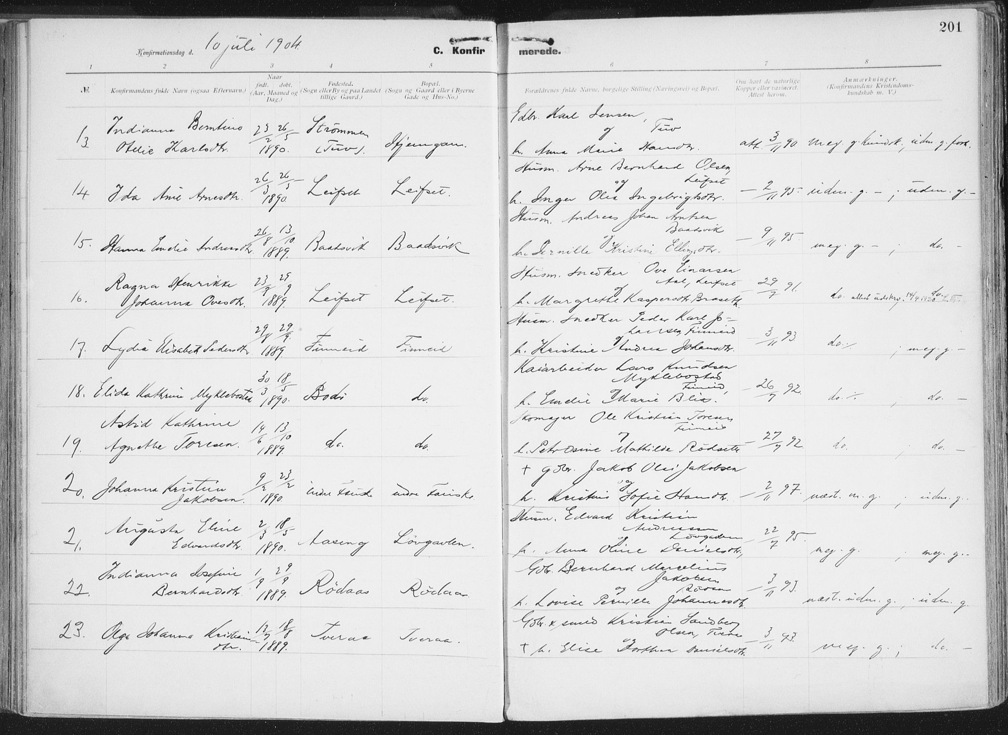 Ministerialprotokoller, klokkerbøker og fødselsregistre - Nordland, AV/SAT-A-1459/849/L0696: Parish register (official) no. 849A08, 1898-1910, p. 201