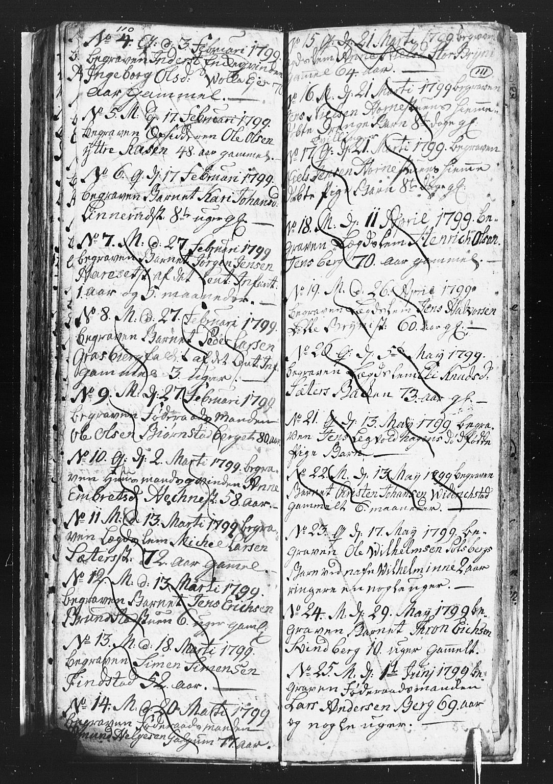 Romedal prestekontor, SAH/PREST-004/L/L0002: Parish register (copy) no. 2, 1795-1800, p. 110-111