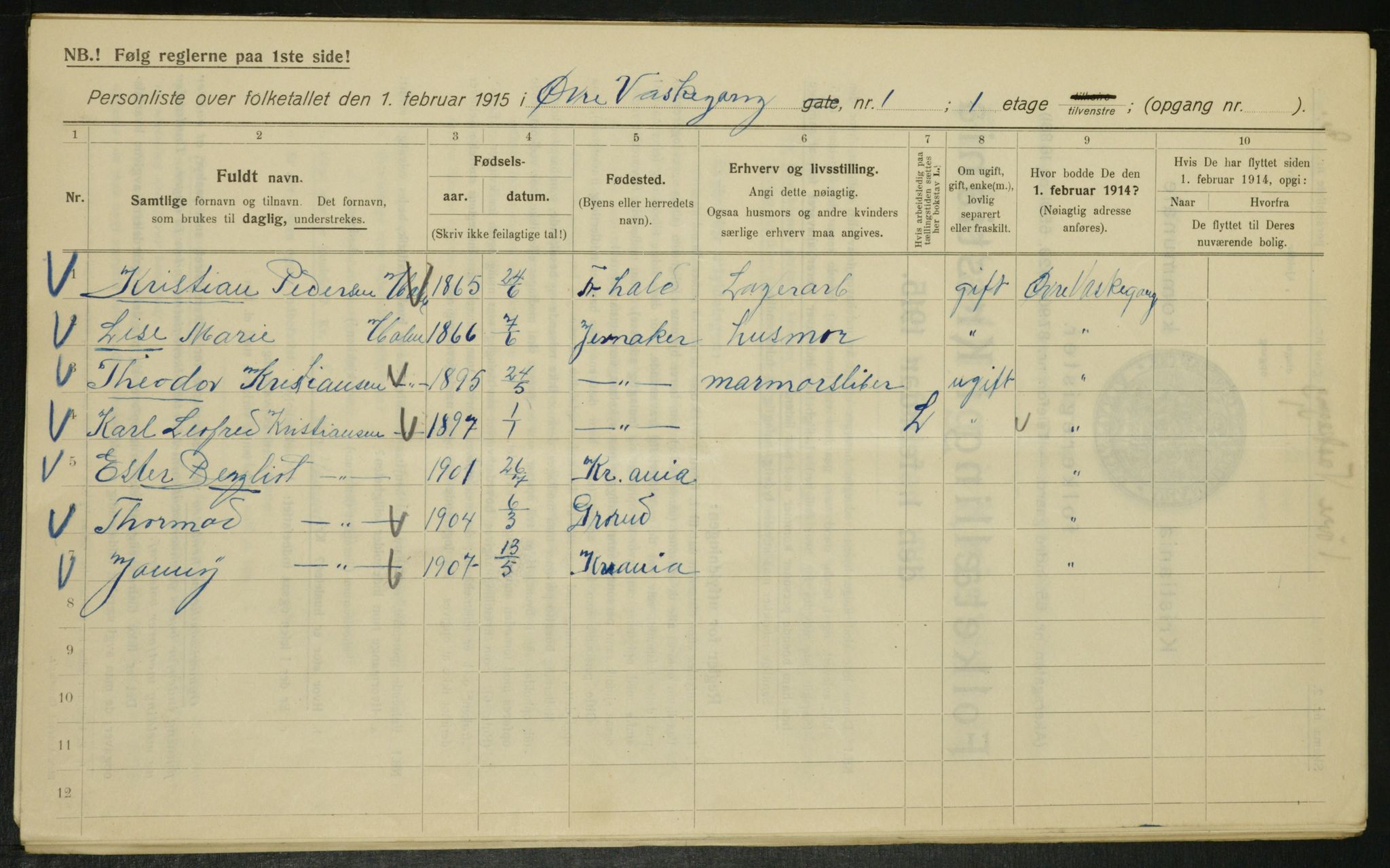 OBA, Municipal Census 1915 for Kristiania, 1915, p. 130609