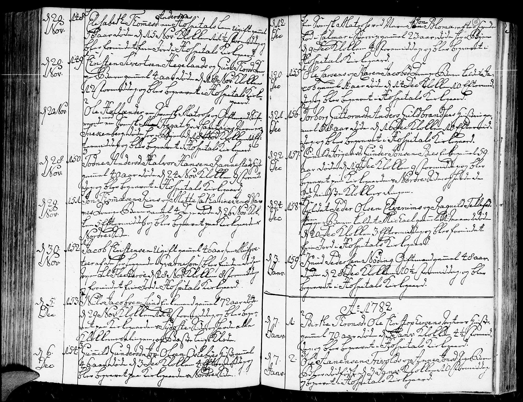 Kristiansand domprosti, AV/SAK-1112-0006/F/Fa/L0004: Parish register (official) no. A 4, 1762-1794, p. 188