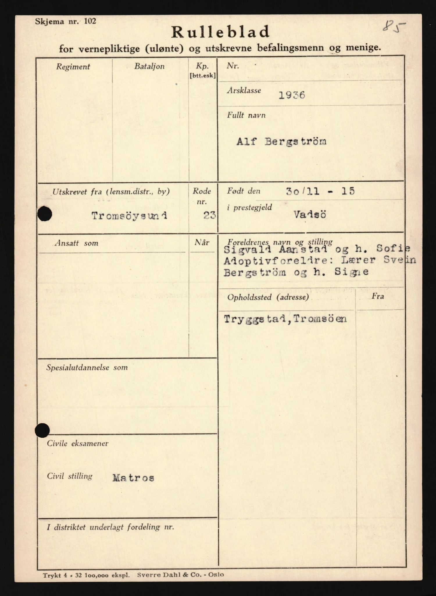 Forsvaret, Troms infanteriregiment nr. 16, AV/RA-RAFA-3146/P/Pa/L0020: Rulleblad for regimentets menige mannskaper, årsklasse 1936, 1936, p. 121