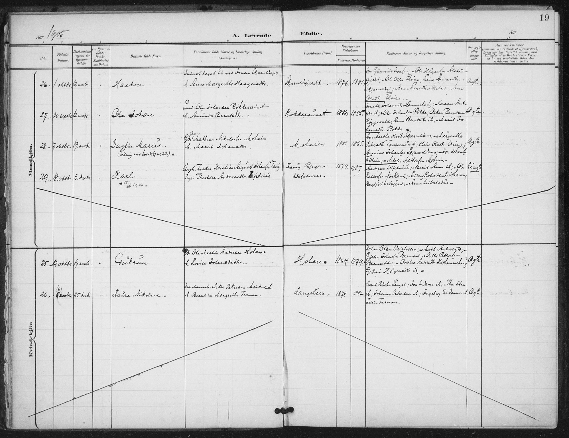 Ministerialprotokoller, klokkerbøker og fødselsregistre - Nord-Trøndelag, AV/SAT-A-1458/712/L0101: Parish register (official) no. 712A02, 1901-1916, p. 19