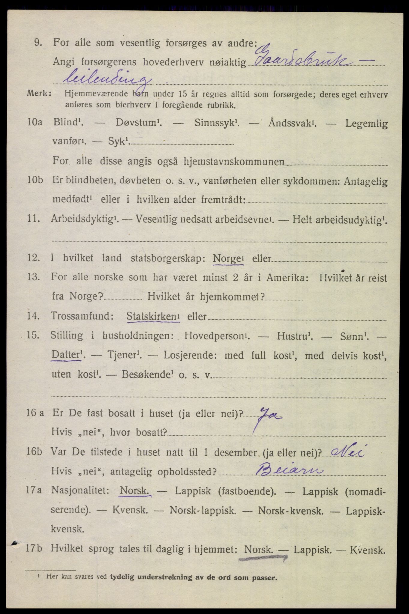 SAT, 1920 census for Beiarn, 1920, p. 4515