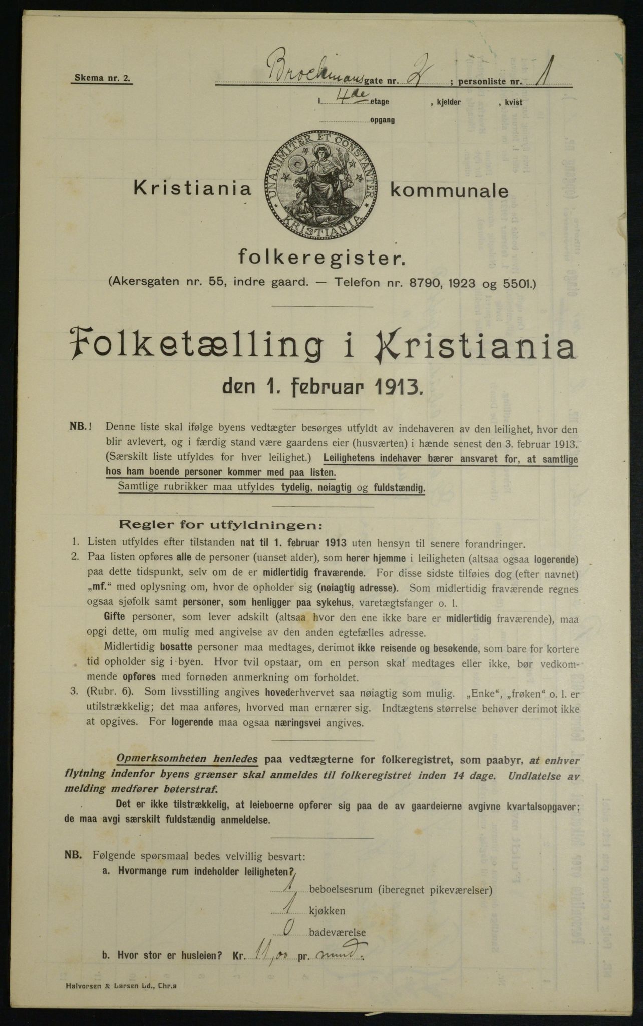 OBA, Municipal Census 1913 for Kristiania, 1913, p. 9540