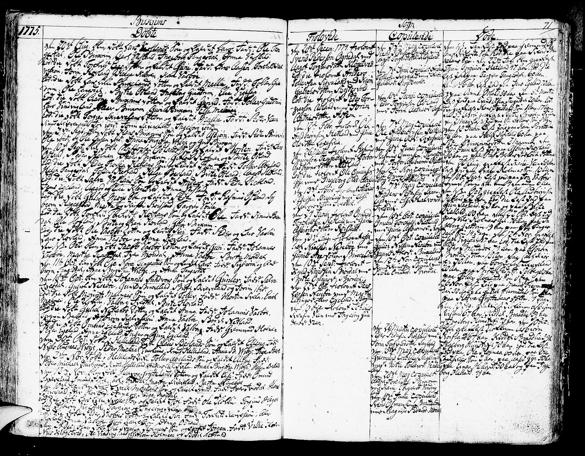 Helleland sokneprestkontor, AV/SAST-A-101810: Parish register (official) no. A 2 /2, 1762-1791, p. 71