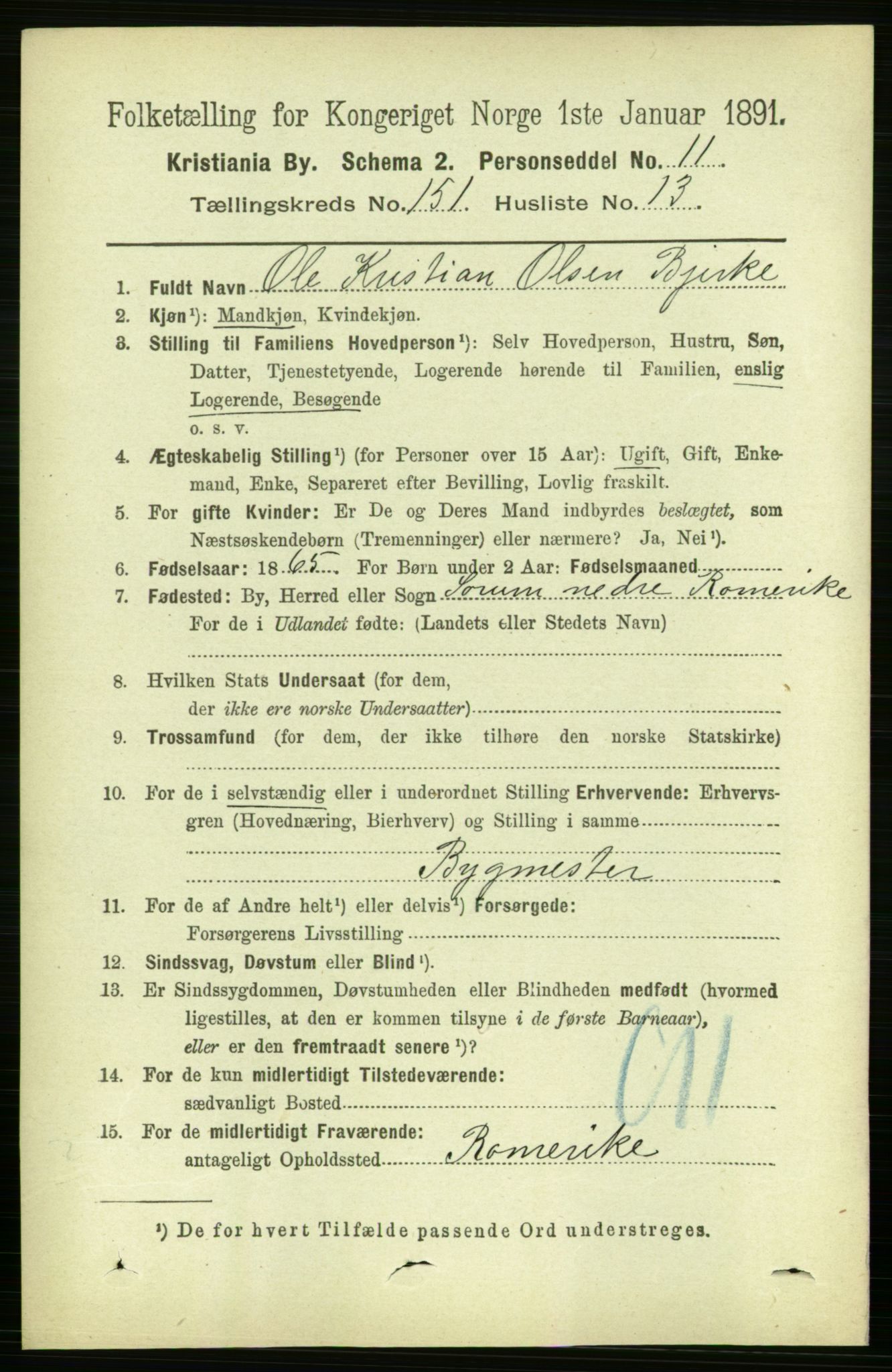 RA, 1891 census for 0301 Kristiania, 1891, p. 84612