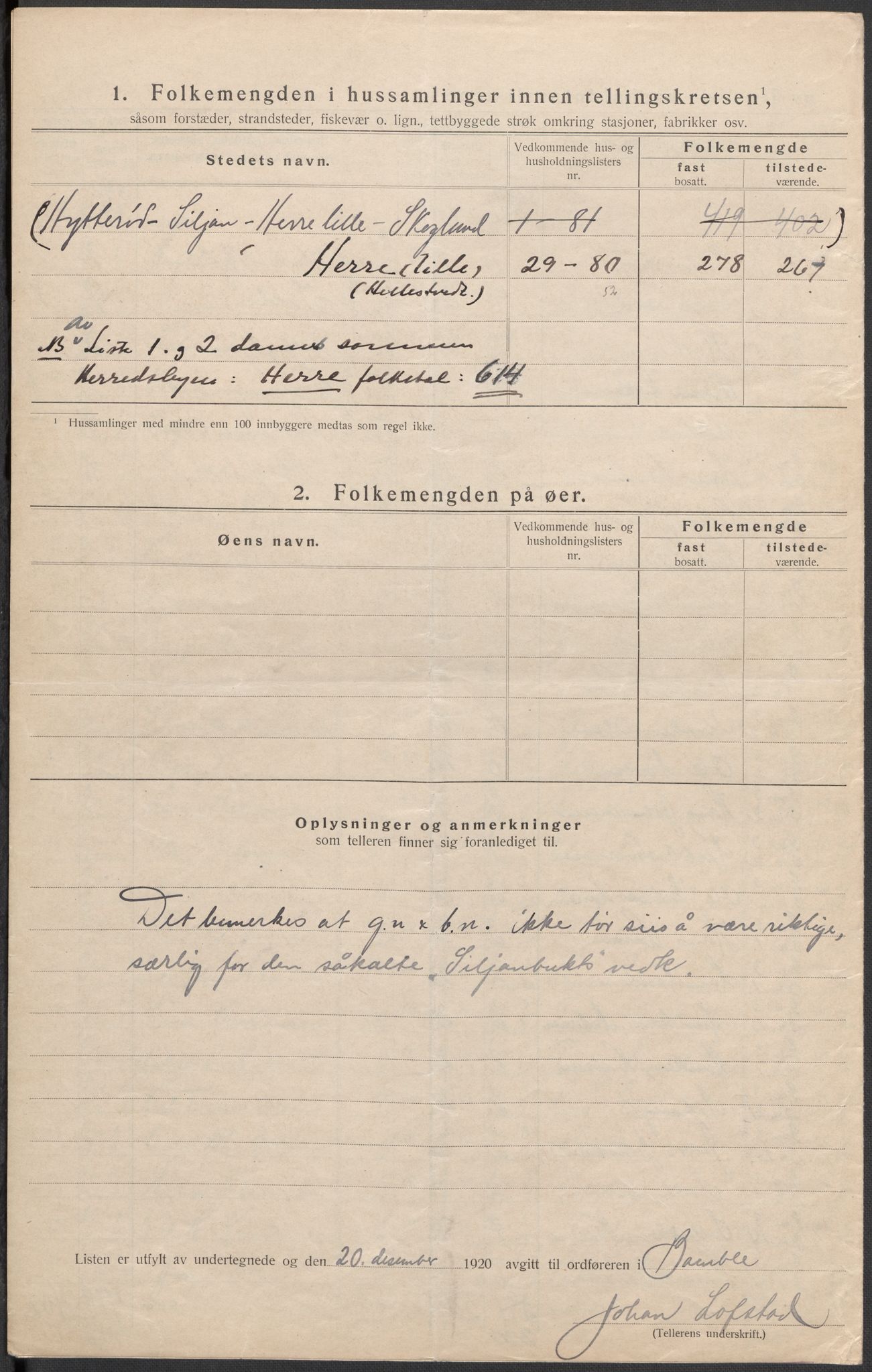 SAKO, 1920 census for Bamble, 1920, p. 12