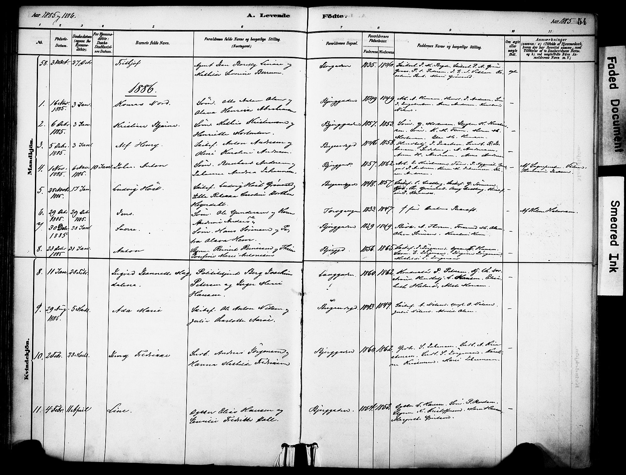 Sandefjord kirkebøker, AV/SAKO-A-315/F/Fa/L0002: Parish register (official) no. 2, 1880-1894, p. 54