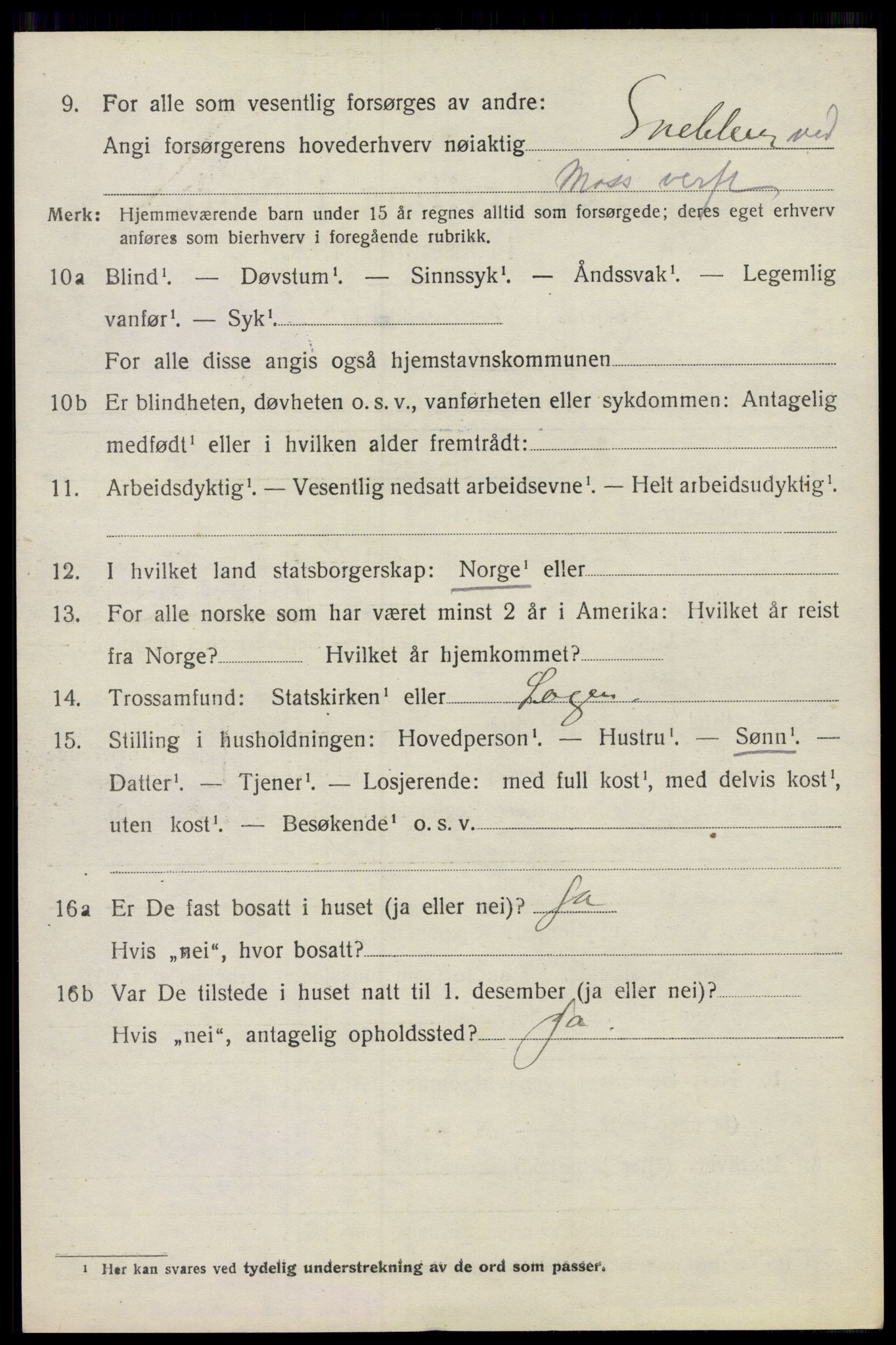 SAO, 1920 census for Moss land district, 1920, p. 4380