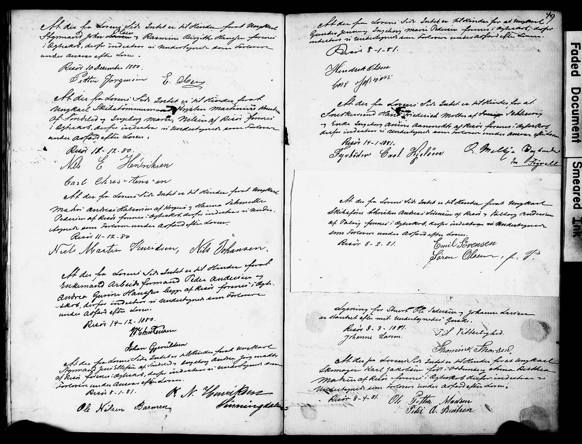 Risør sokneprestkontor, SAK/1111-0035/F/Fe/L0002: Banns register no. A VI 2, 1875-1881, p. 49
