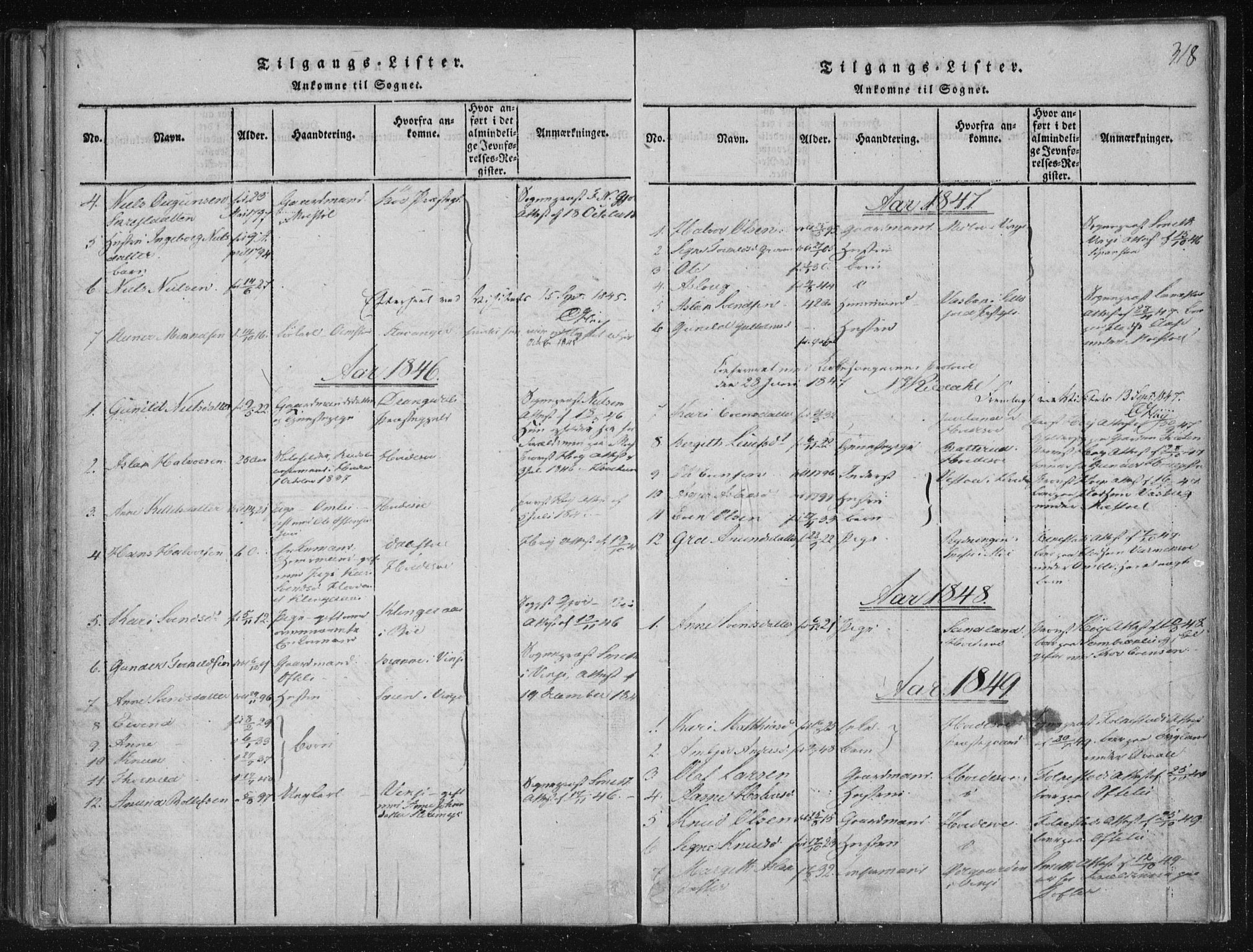 Lårdal kirkebøker, SAKO/A-284/F/Fc/L0001: Parish register (official) no. III 1, 1815-1860, p. 318