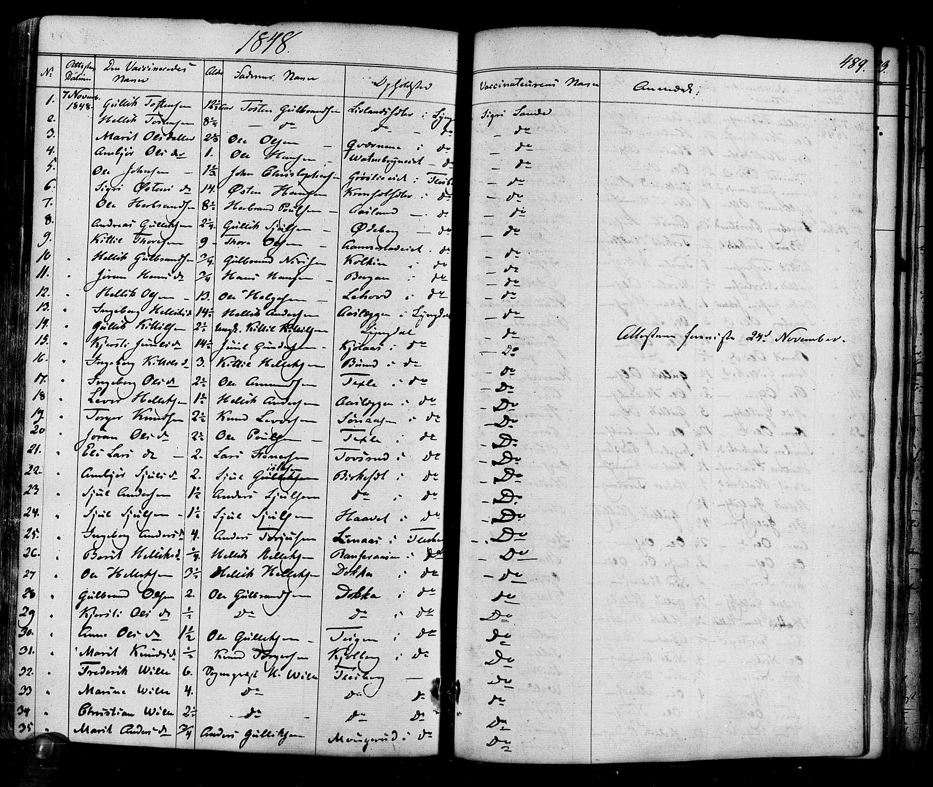 Flesberg kirkebøker, SAKO/A-18/F/Fa/L0006: Parish register (official) no. I 6, 1834-1860, p. 489