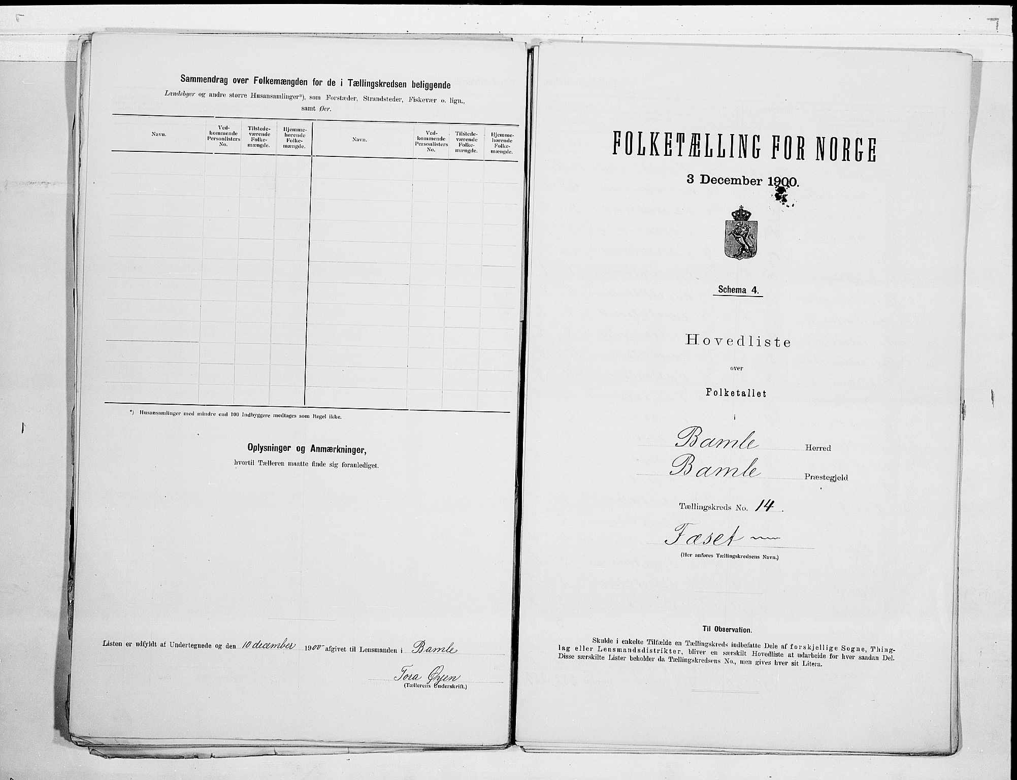 SAKO, 1900 census for Bamble, 1900, p. 30