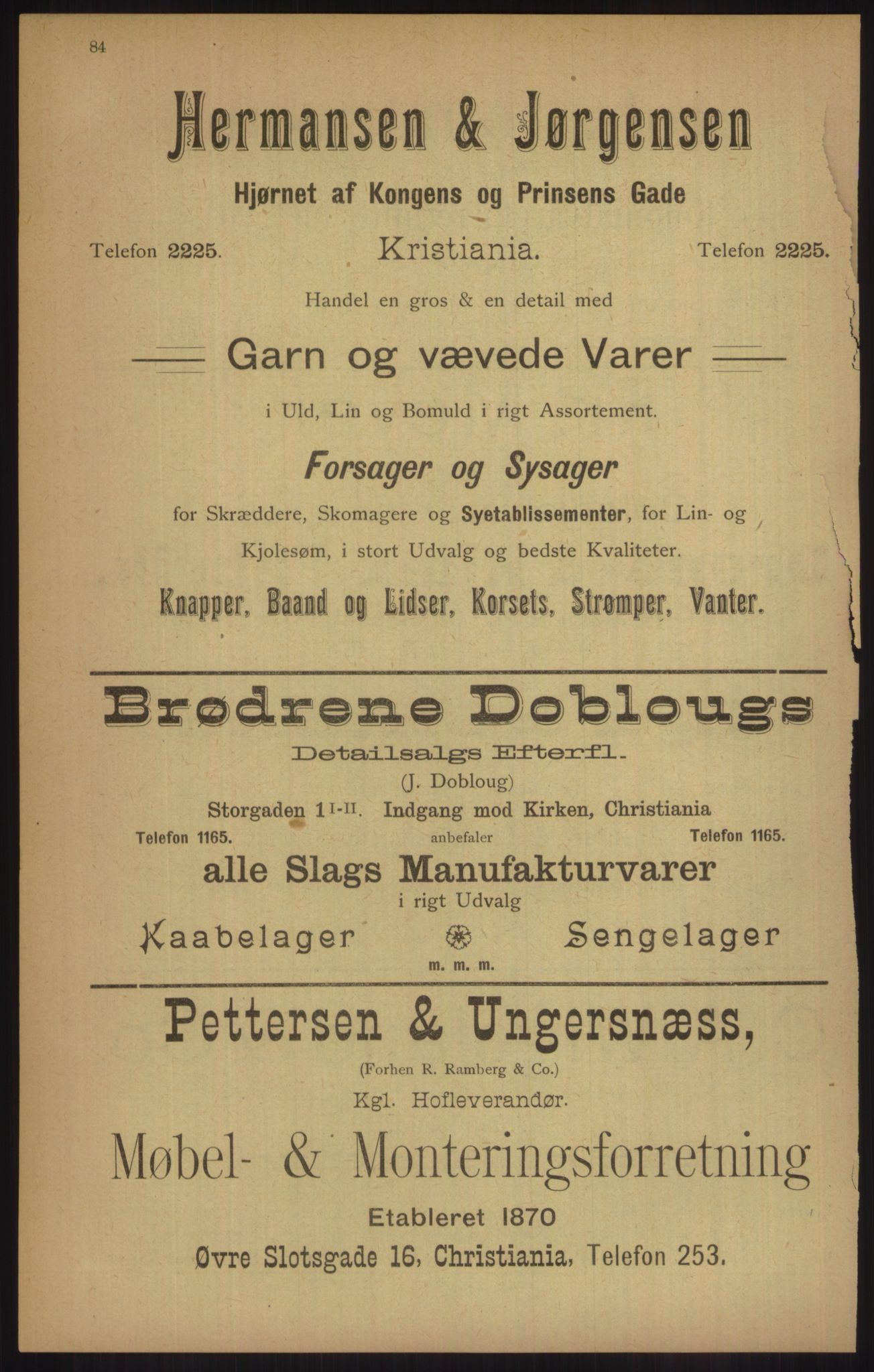 Kristiania/Oslo adressebok, PUBL/-, 1905, p. 84