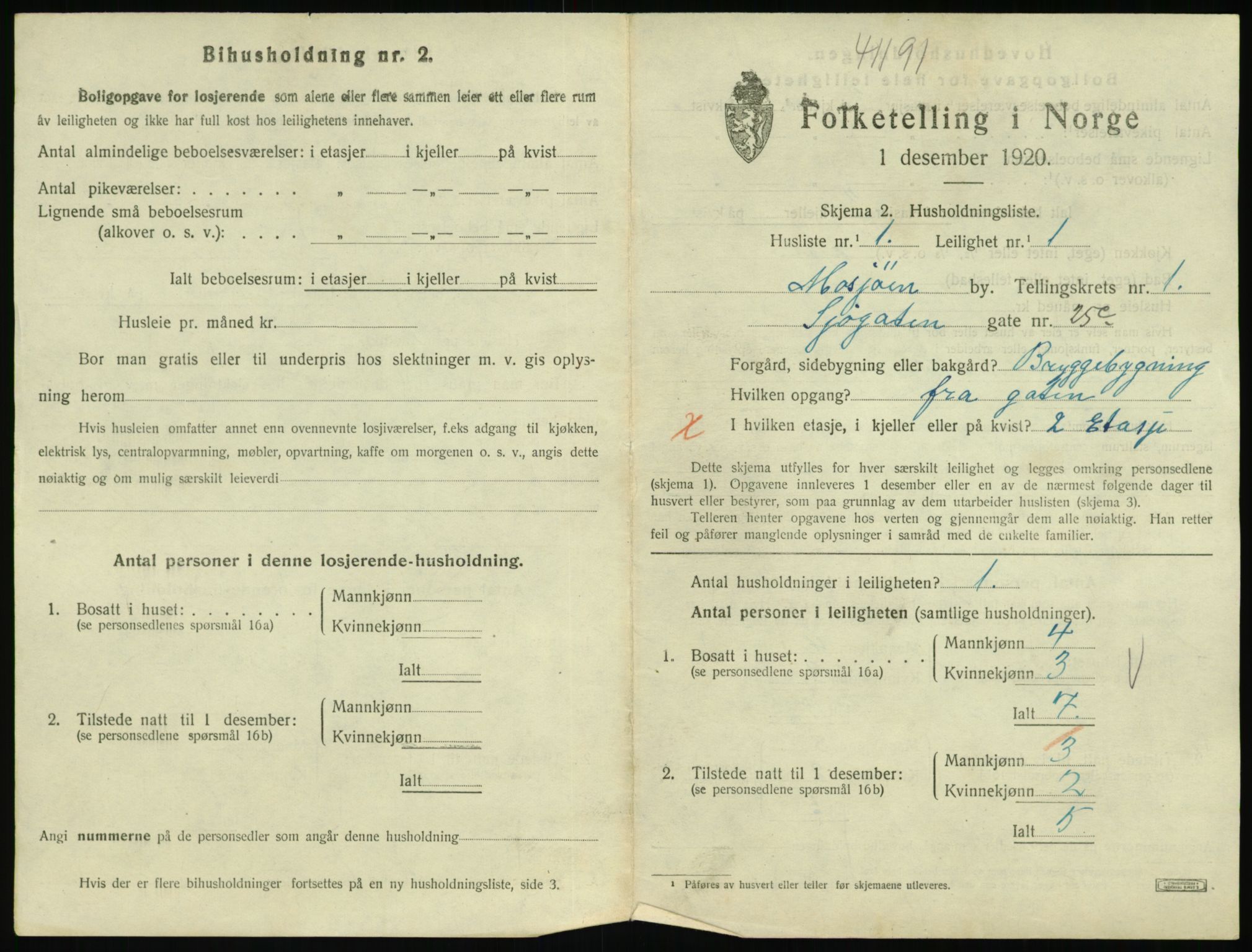 SAT, 1920 census for Mosjøen, 1920, p. 700