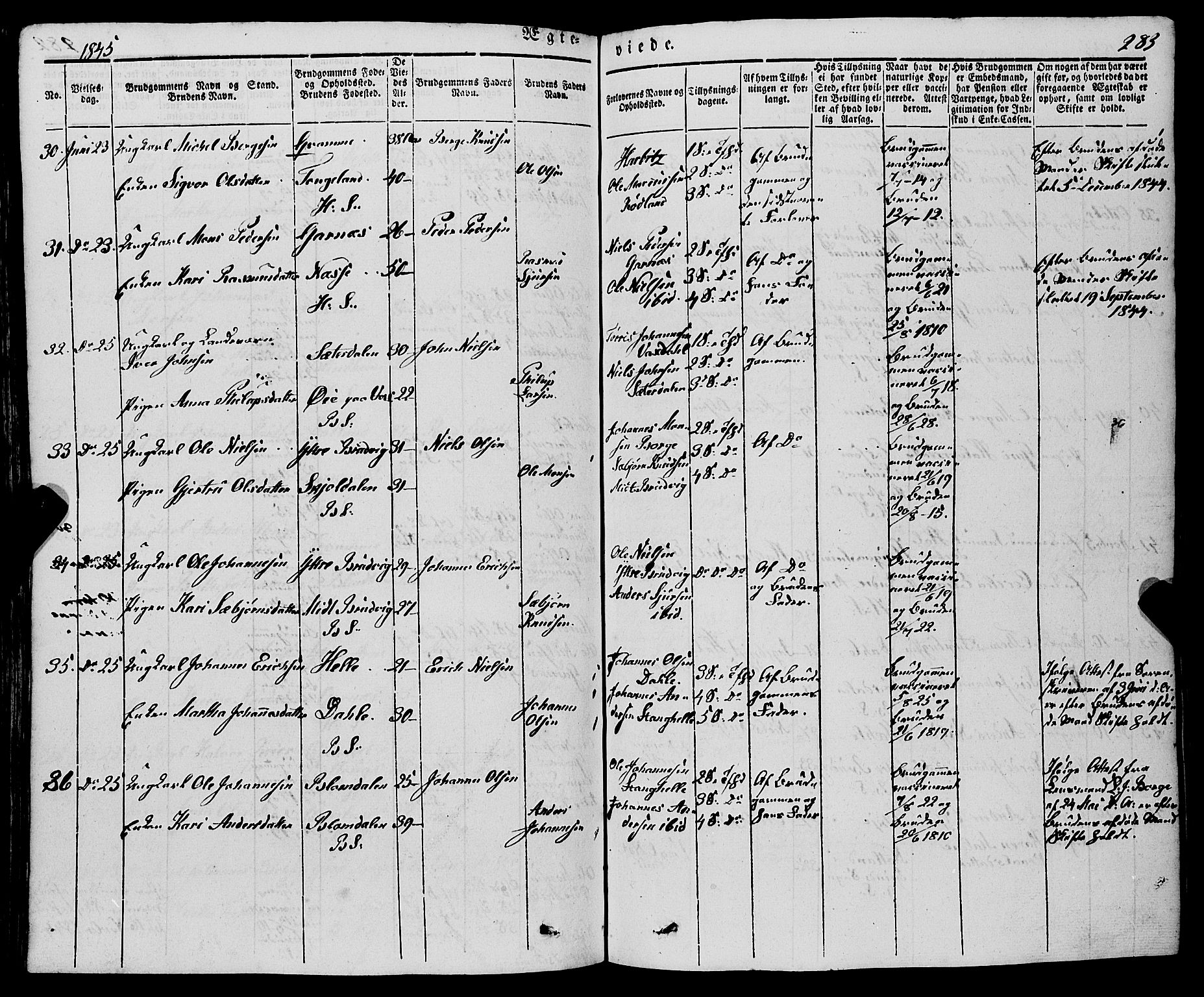 Haus sokneprestembete, AV/SAB-A-75601/H/Haa: Parish register (official) no. A 15, 1838-1847, p. 283