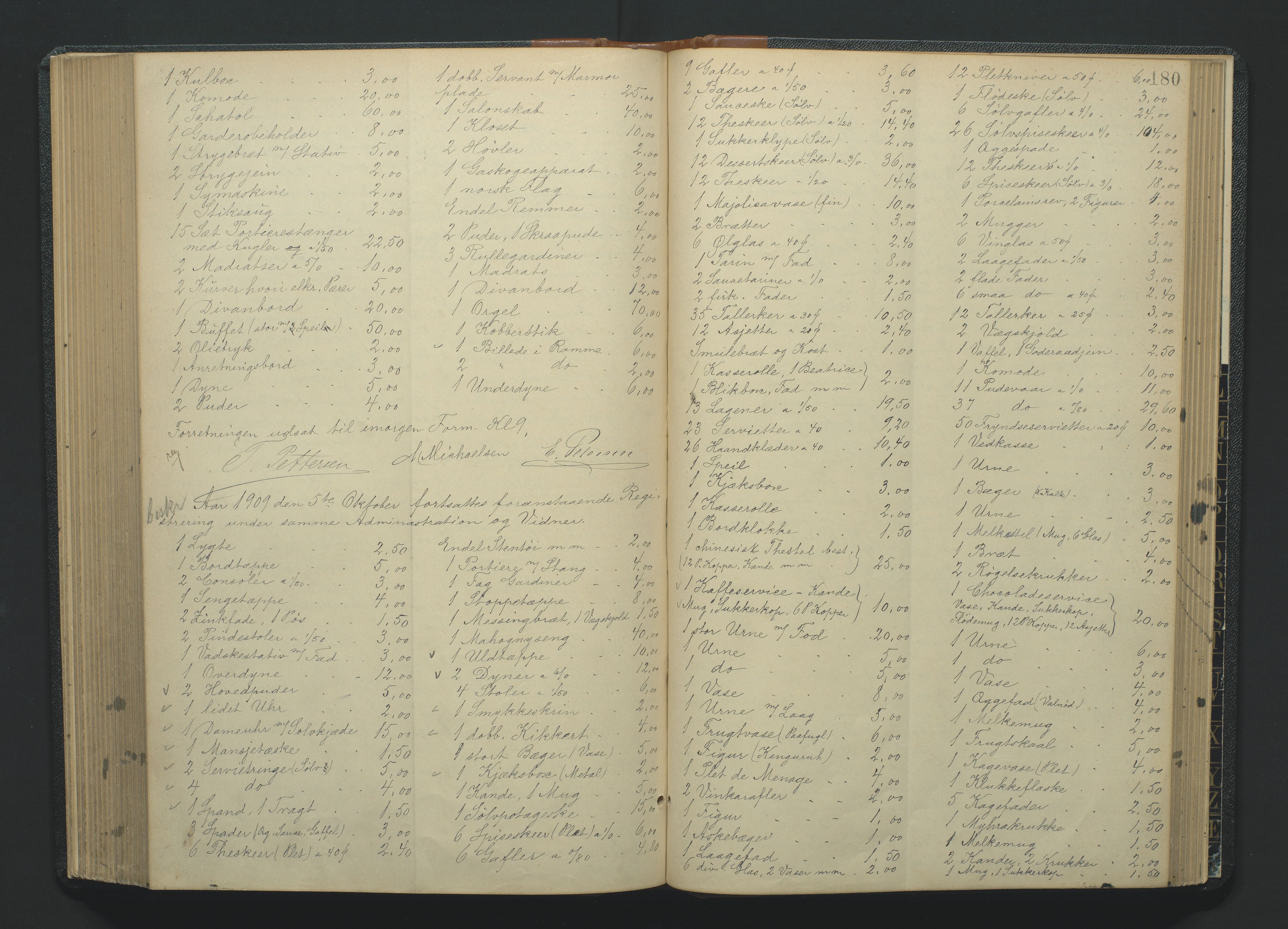 Kristiansand byrett, SAK/1223-0001/H/Hc/L0035: Skifteregistreringsprotokoll nr. 7, med register, 1903-1914, p. 180