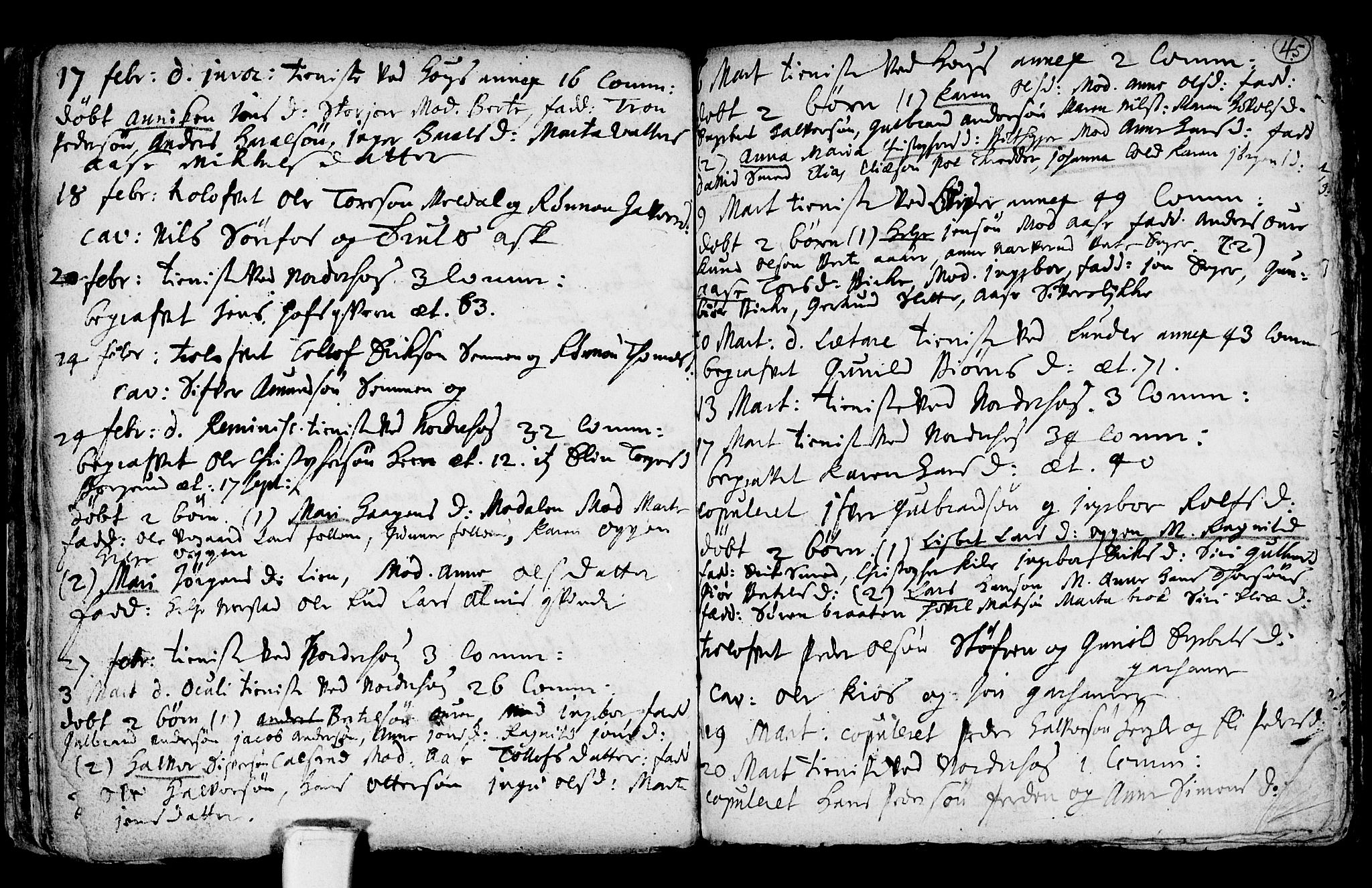 Norderhov kirkebøker, AV/SAKO-A-237/F/Fa/L0001: Parish register (official) no. 1, 1704-1716, p. 45